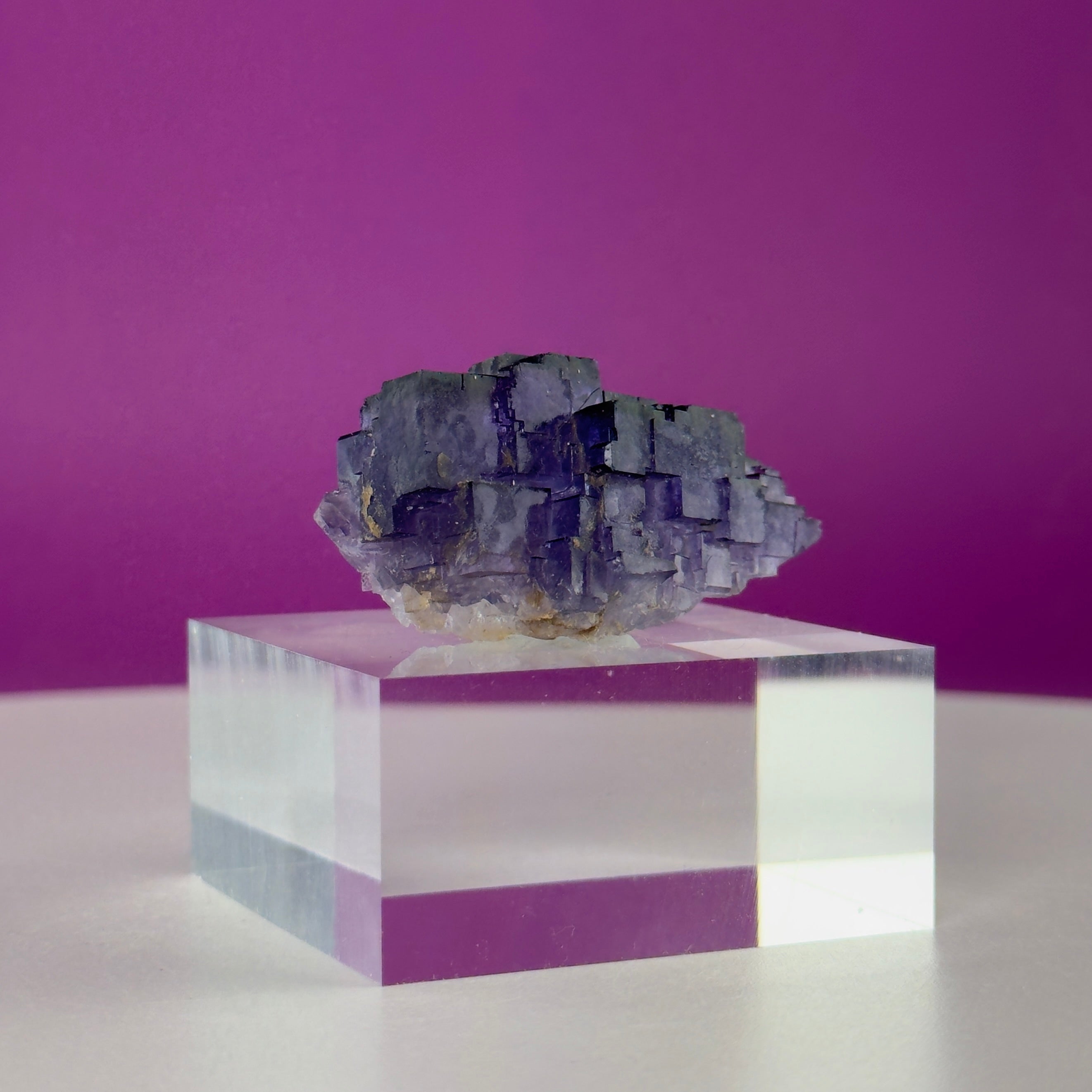 Purple Cubic Fluorite Specimen – Zhejiang China with Display