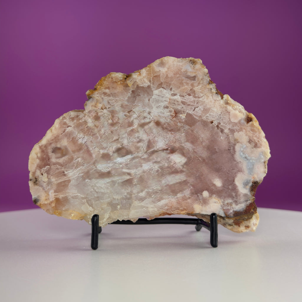 Pink Amethyst Slab with Black Stand – 345g
