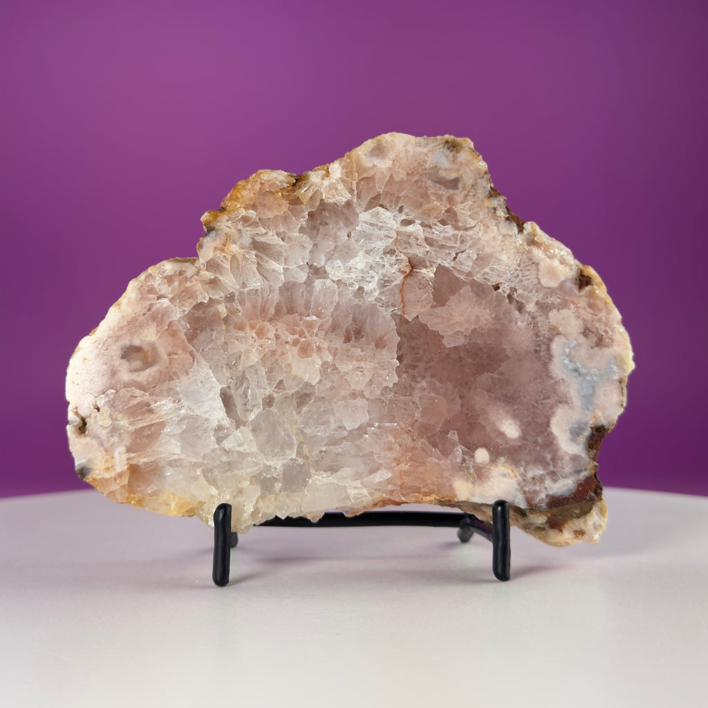 Pink Amethyst Slab with Black Stand – 345g