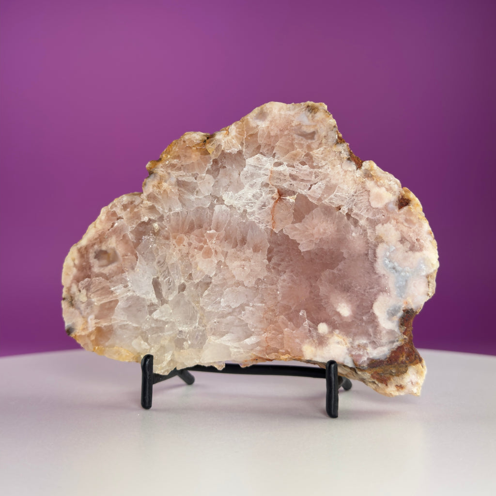 Pink Amethyst Slab with Black Stand – 345g