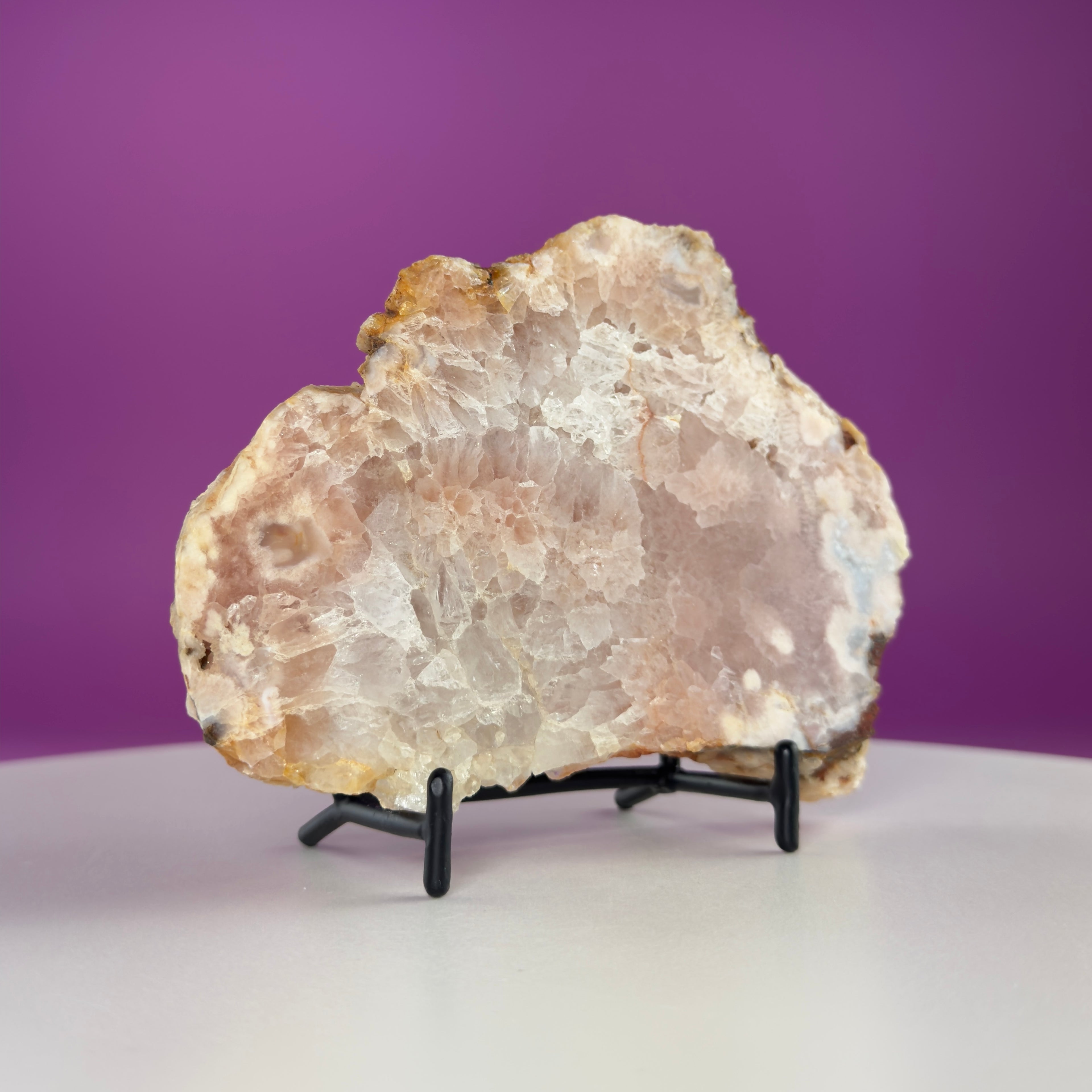 Pink Amethyst Slab with Black Stand – 345g
