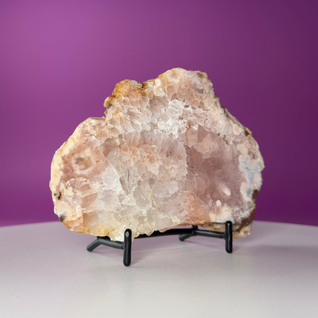 Pink Amethyst Slab with Black Stand – 345g