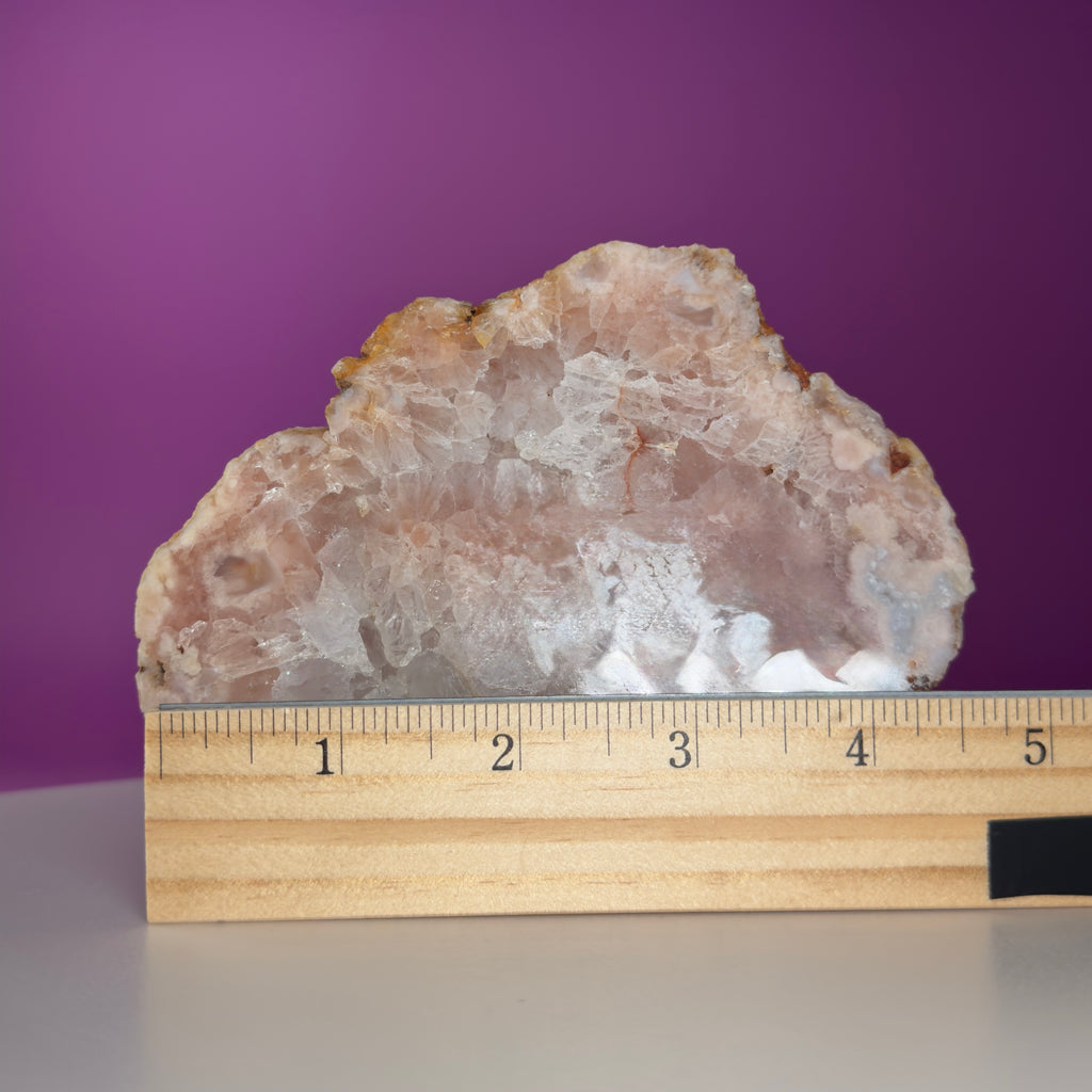 Pink Amethyst Slab with Black Stand – 345g