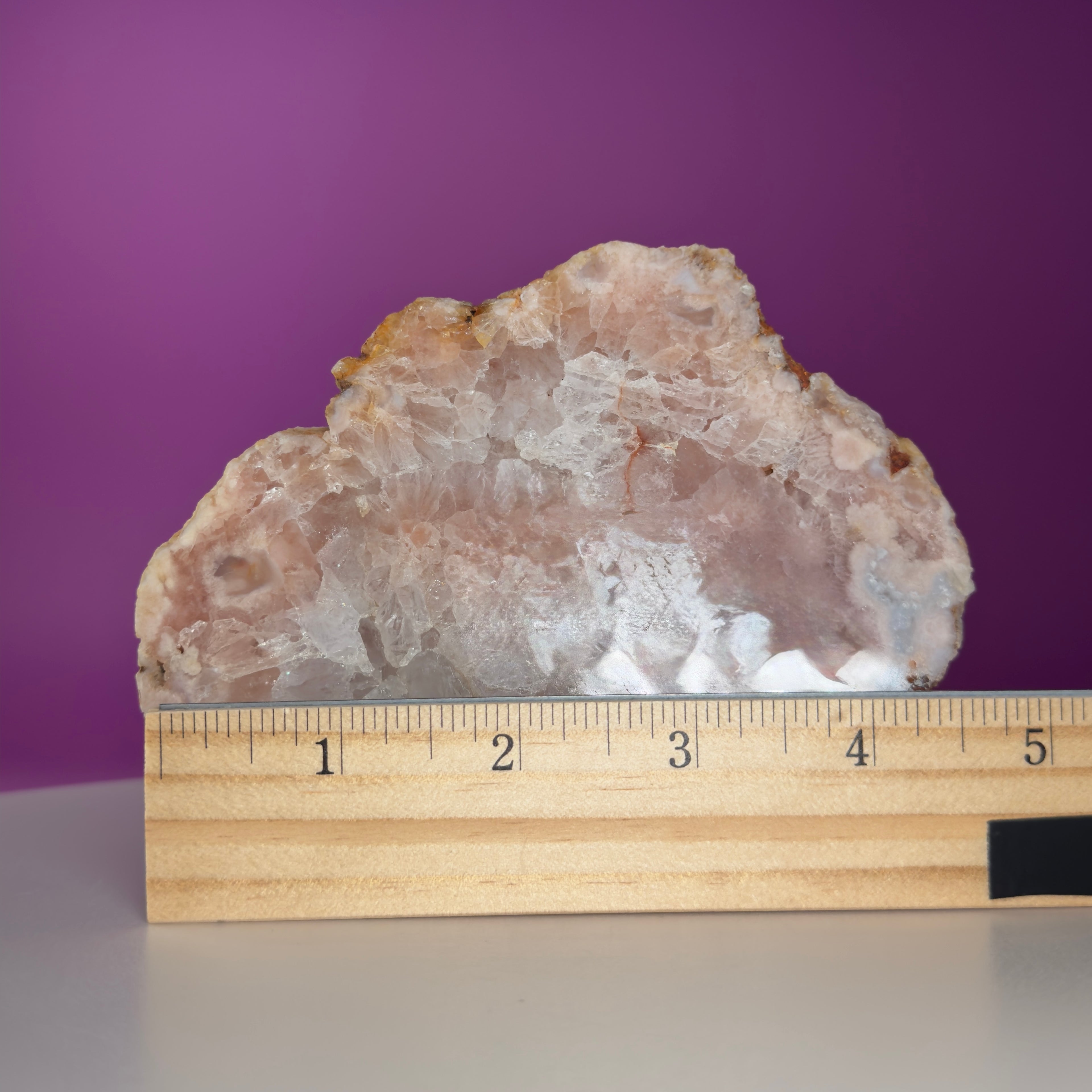 Pink Amethyst Slab with Black Stand – 345g