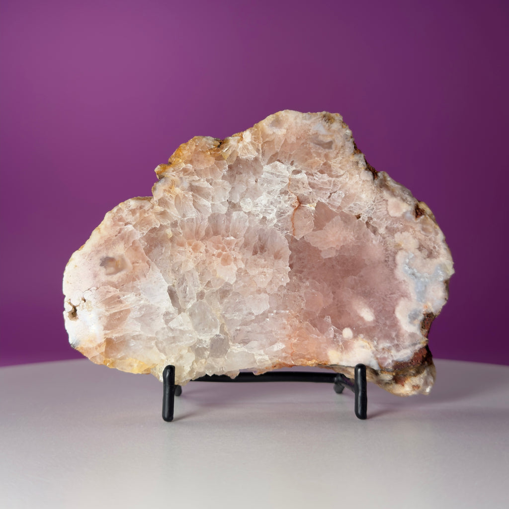 Pink Amethyst Slab with Black Stand – 345g