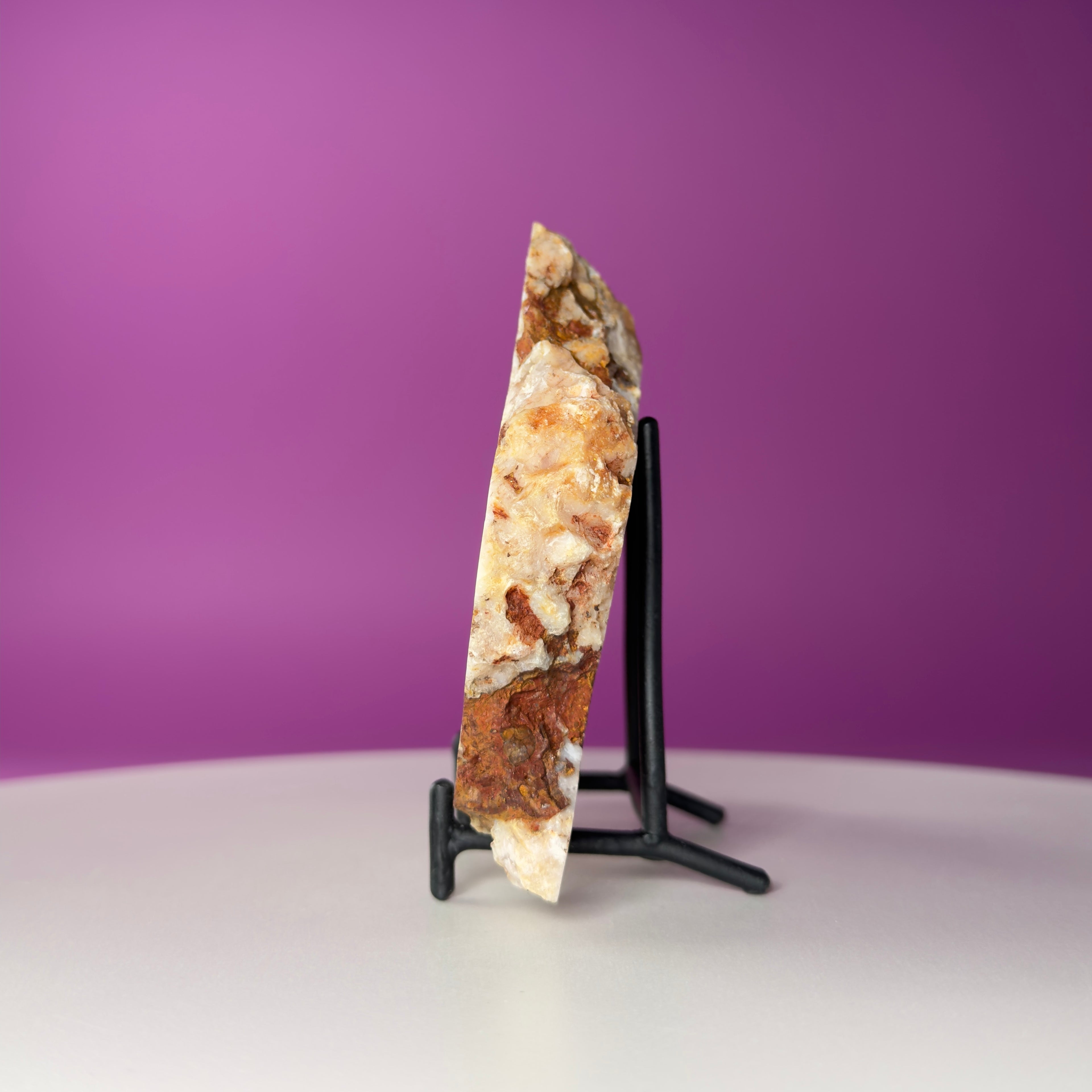 Pink Amethyst Slab with Black Stand – 345g