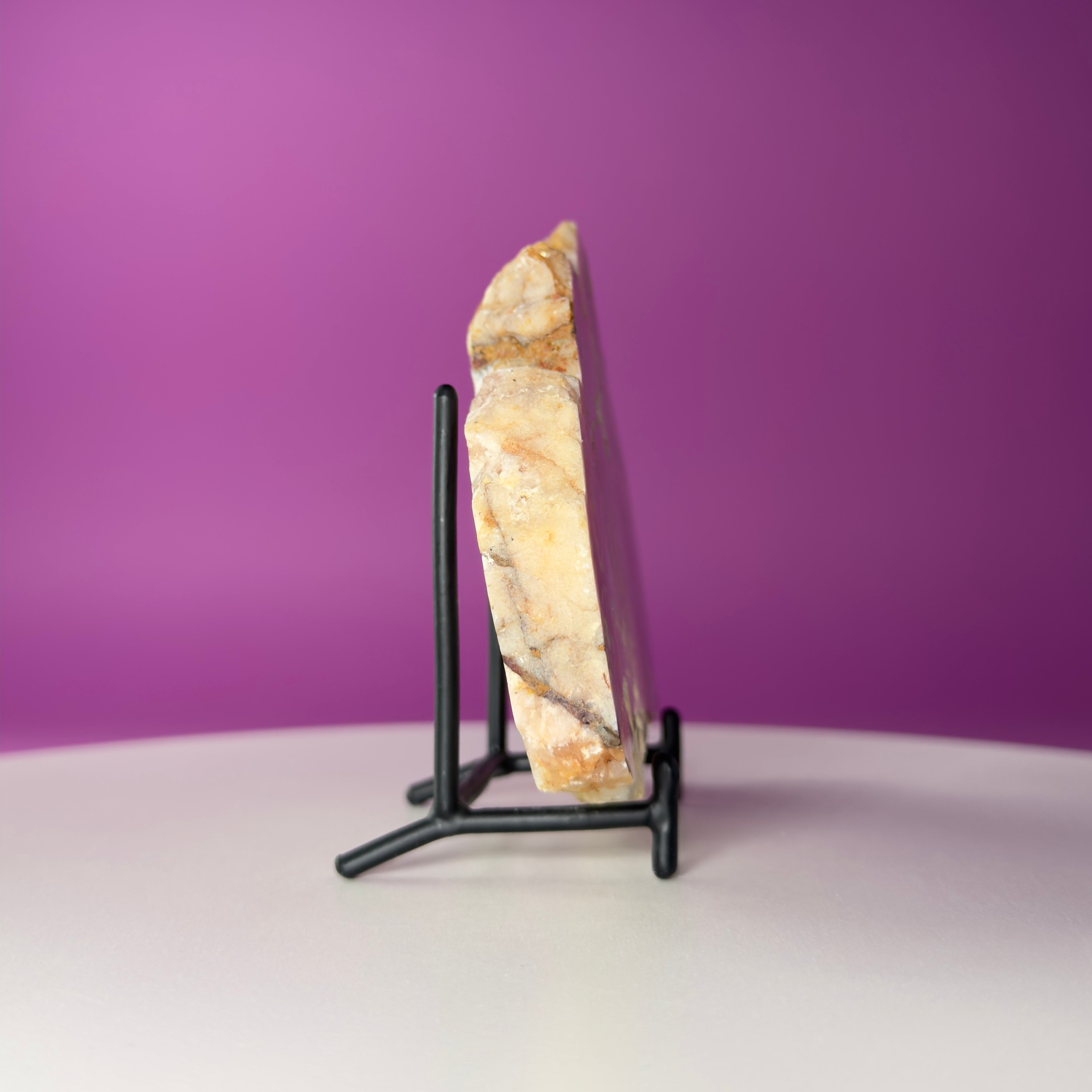 Pink Amethyst Slab with Black Stand – 345g