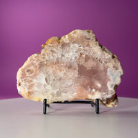 Pink Amethyst Slab with Black Stand – 345g
