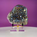 Titanium Aura Quartz Cluster with Gold Stand – Iridescent Display Piece