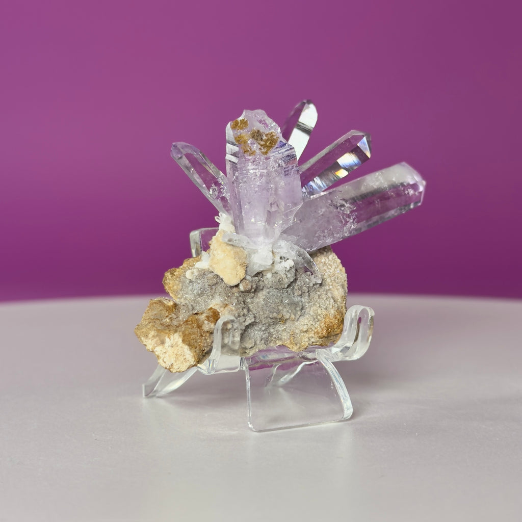 Veracruz Amethyst Cluster from Mexico – Natural Amethyst Points Specimen with Acrylic Stand