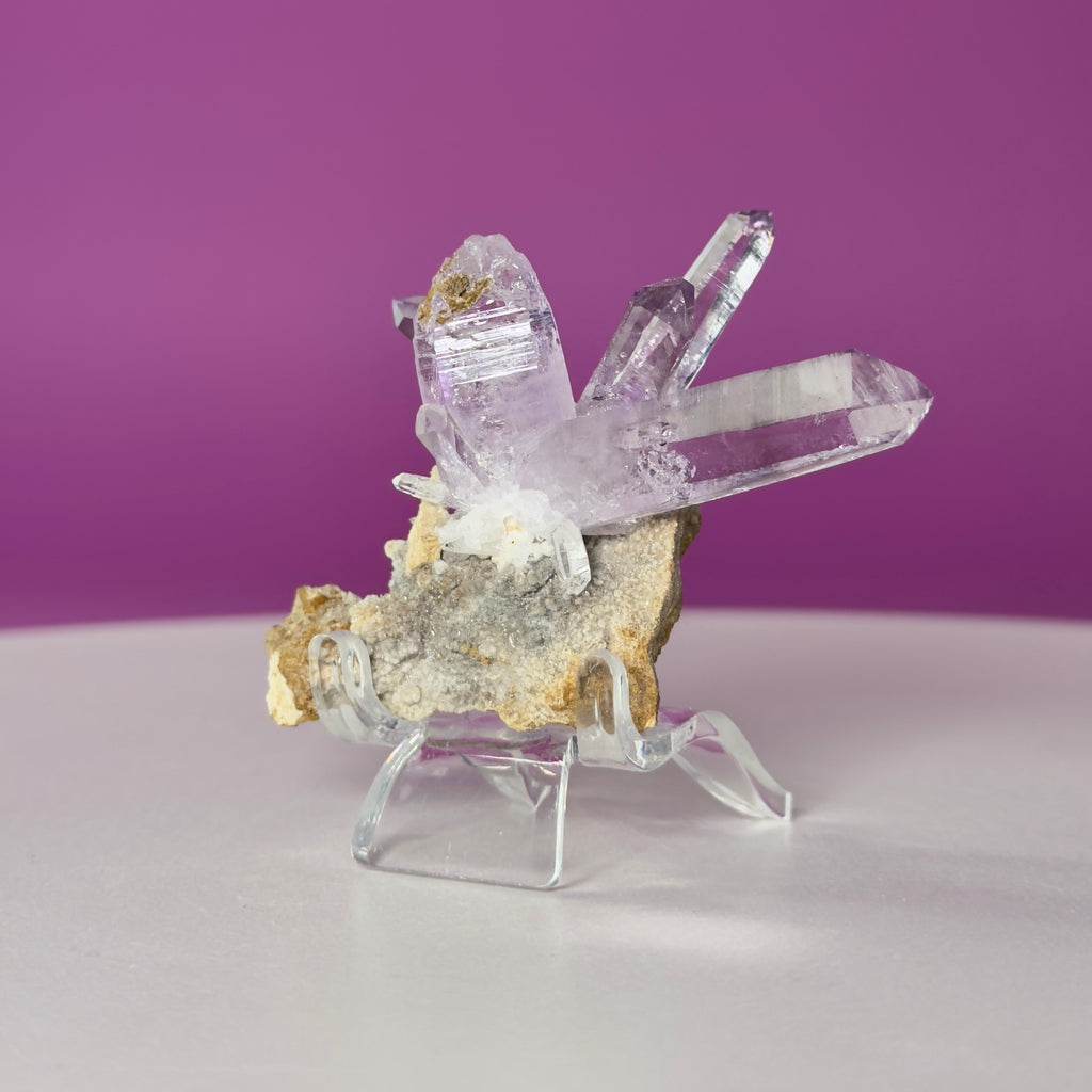 Veracruz Amethyst Cluster from Mexico – Natural Amethyst Points Specimen with Acrylic Stand