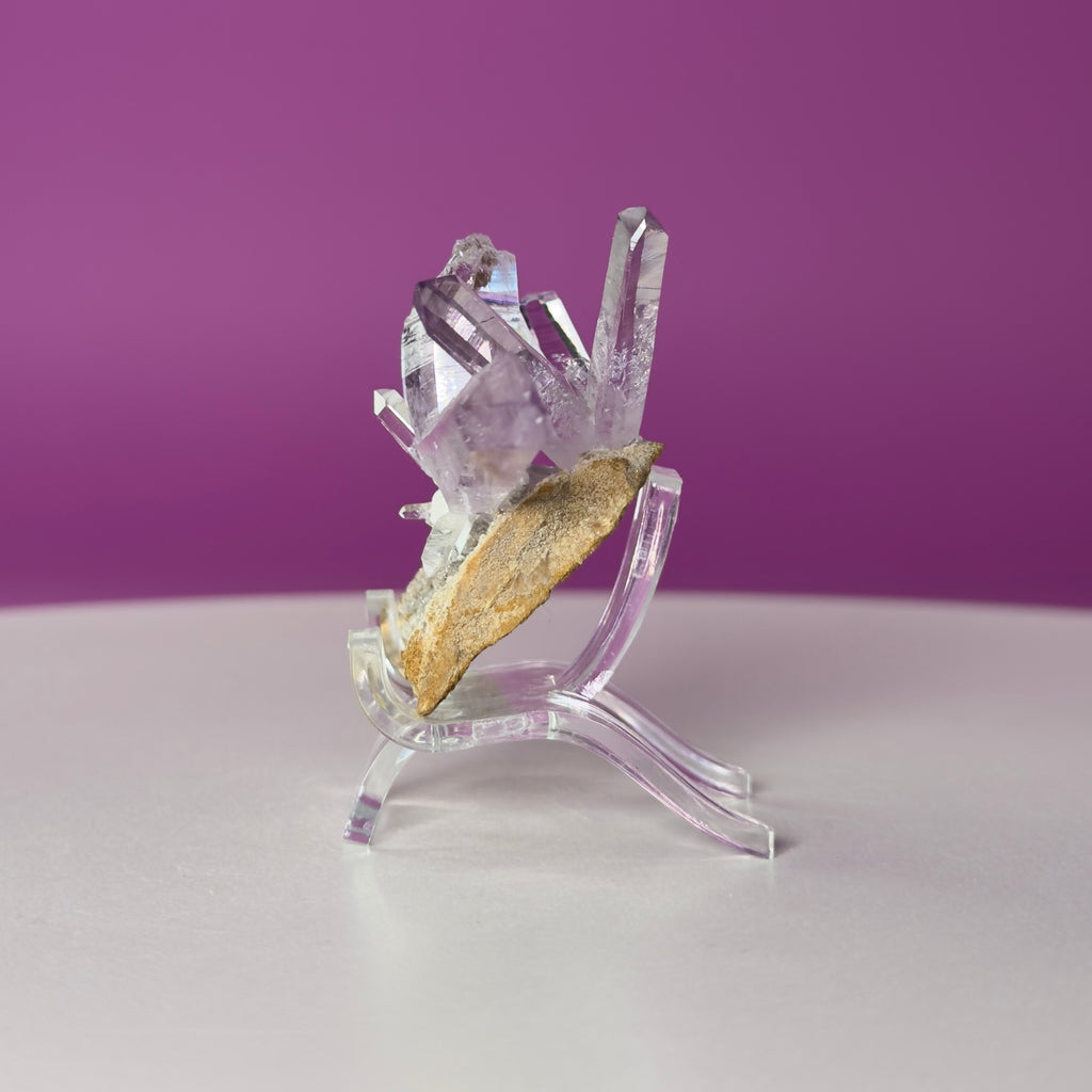 Veracruz Amethyst Cluster from Mexico – Natural Amethyst Points Specimen with Acrylic Stand