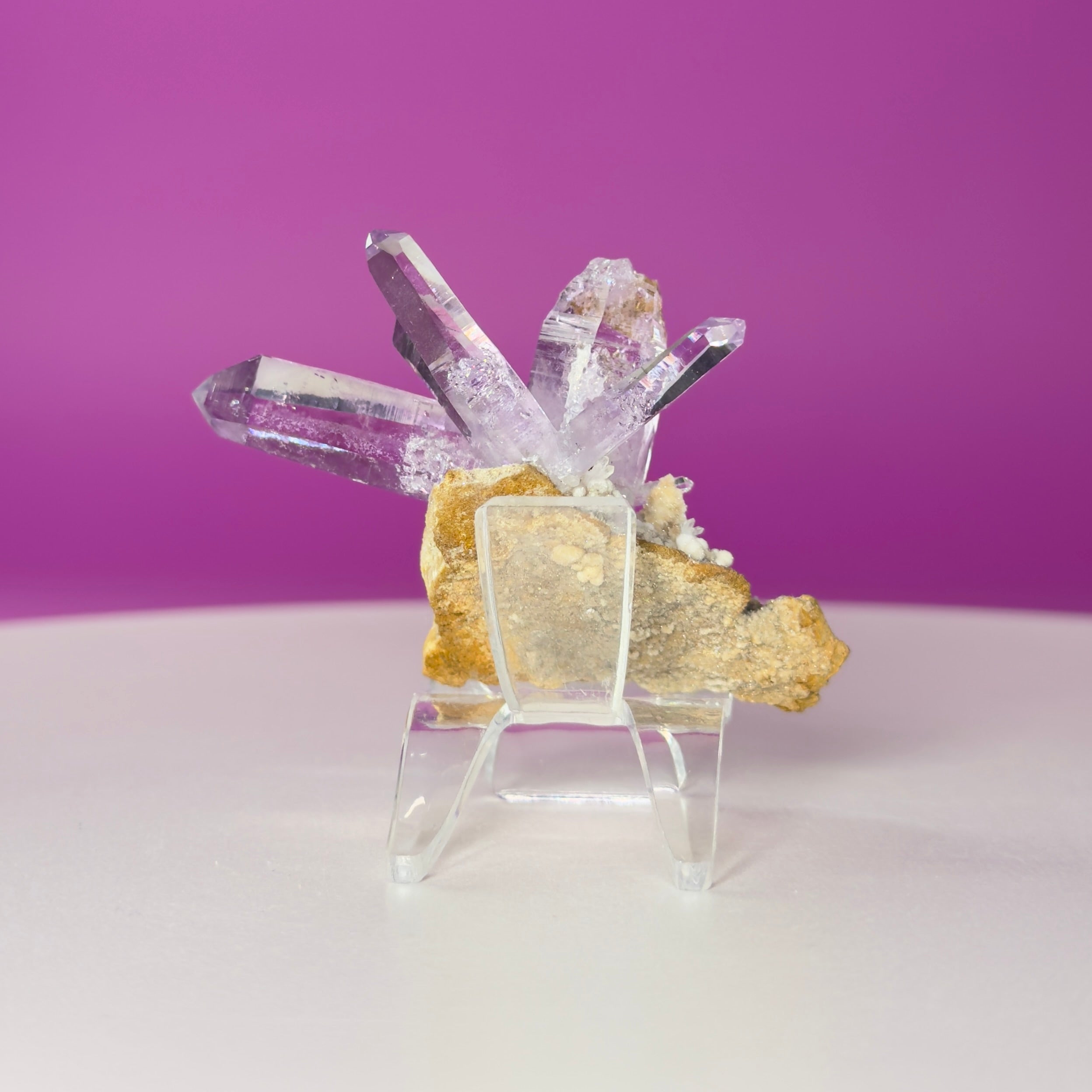 Veracruz Amethyst Cluster from Mexico – Natural Amethyst Points Specimen with Acrylic Stand