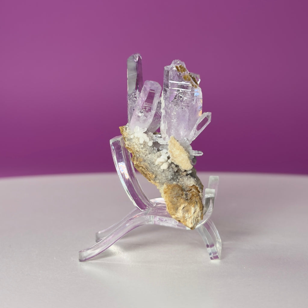 Veracruz Amethyst Cluster from Mexico – Natural Amethyst Points Specimen with Acrylic Stand