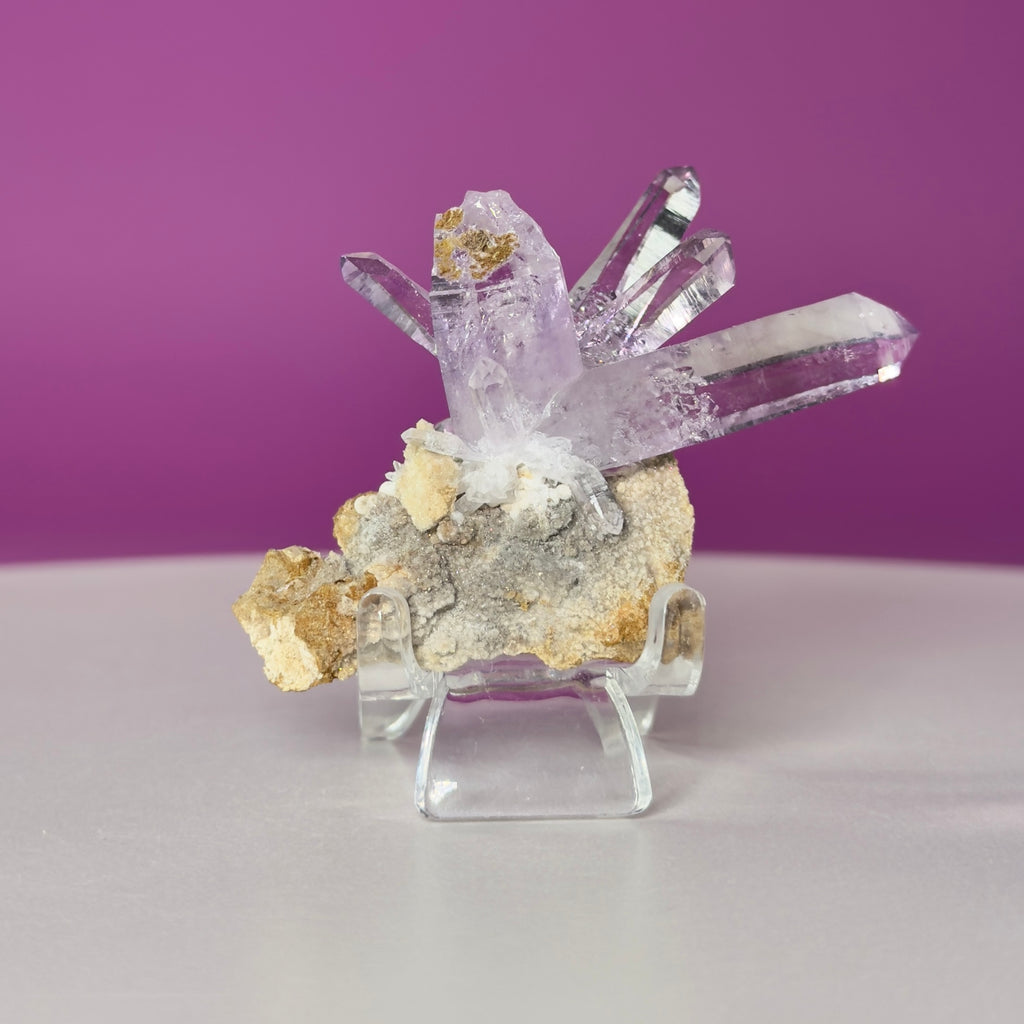 Veracruz Amethyst Cluster from Mexico – Natural Amethyst Points Specimen with Acrylic Stand
