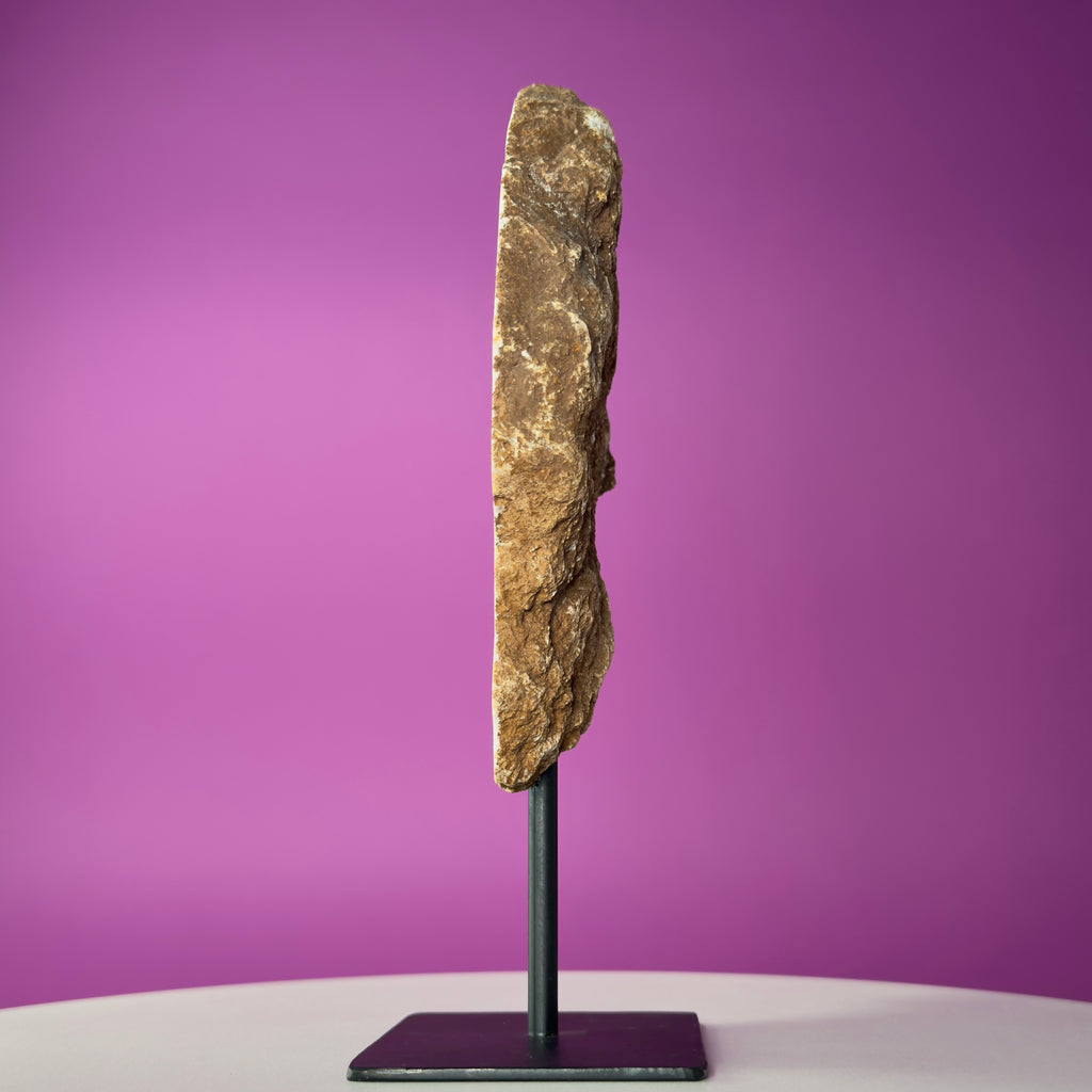 Pink Amethyst Slice on Black Metal Stand – Polished Crystal from Brazil