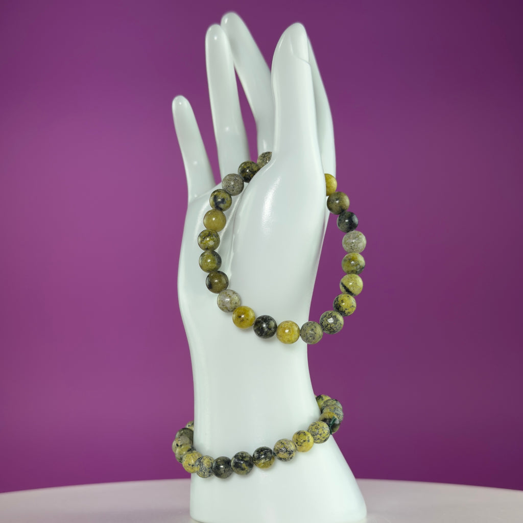 Serpentine 8mm Beaded Bracelet – Grounding & Protection Crystal