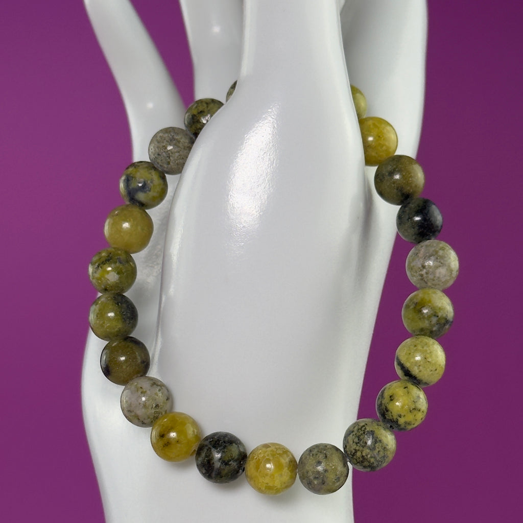 Serpentine 8mm Beaded Bracelet – Grounding & Protection Crystal