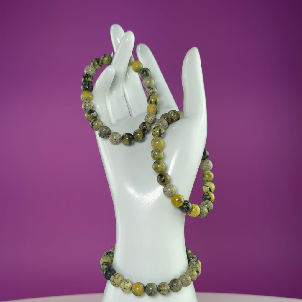 Serpentine 8mm Beaded Bracelet – Grounding & Protection Crystal
