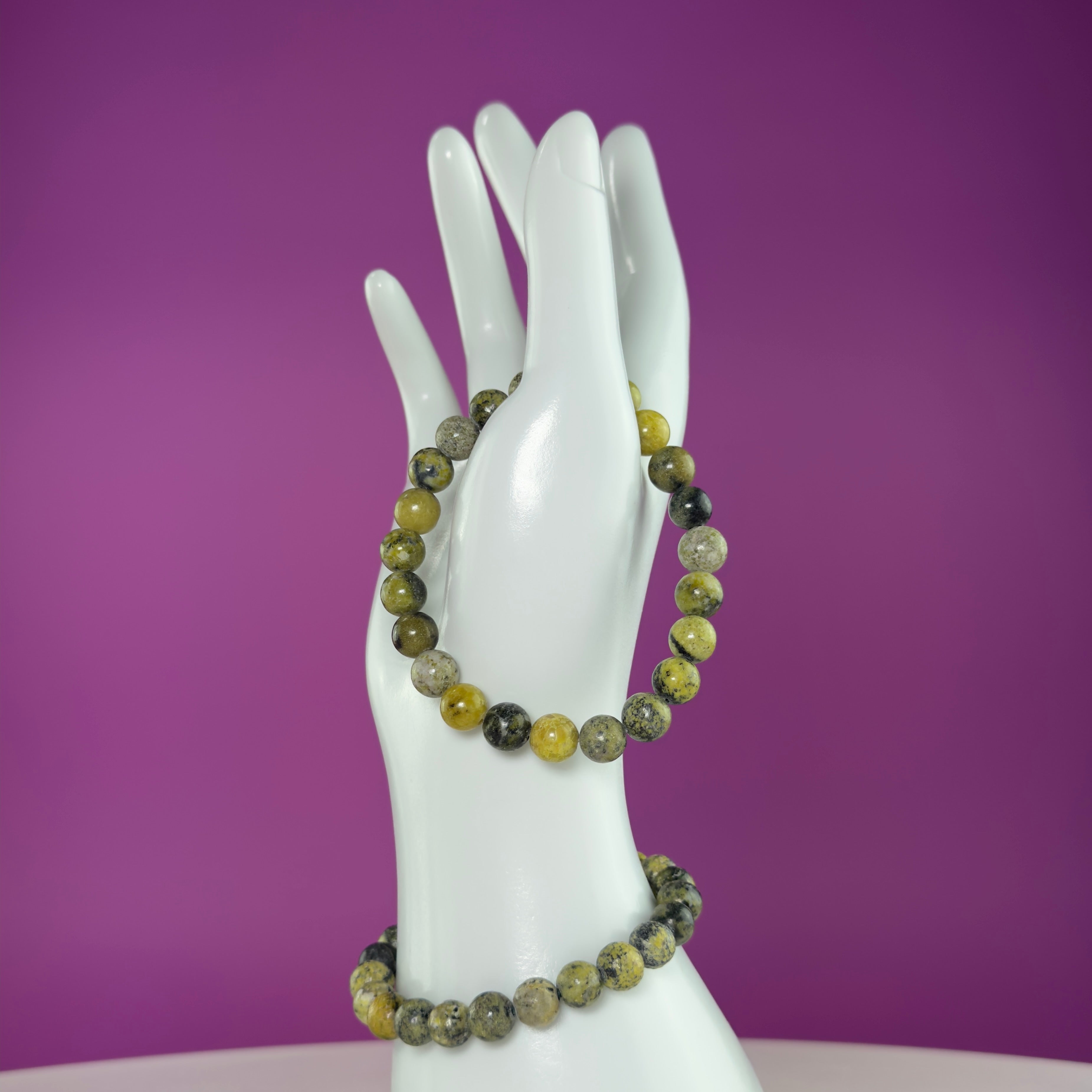 Serpentine 8mm Beaded Bracelet – Grounding & Protection Crystal