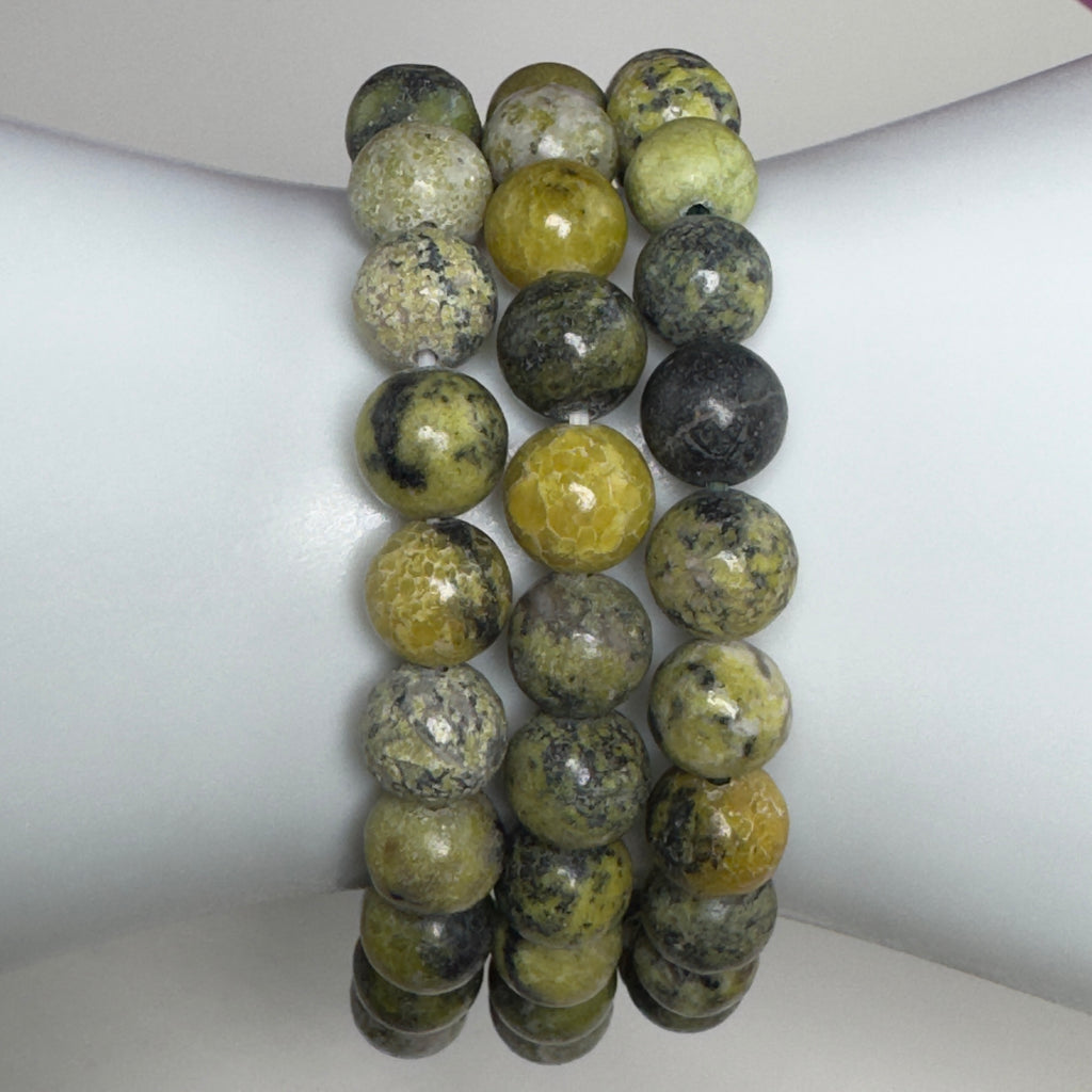 Serpentine 8mm Beaded Bracelet – Grounding & Protection Crystal