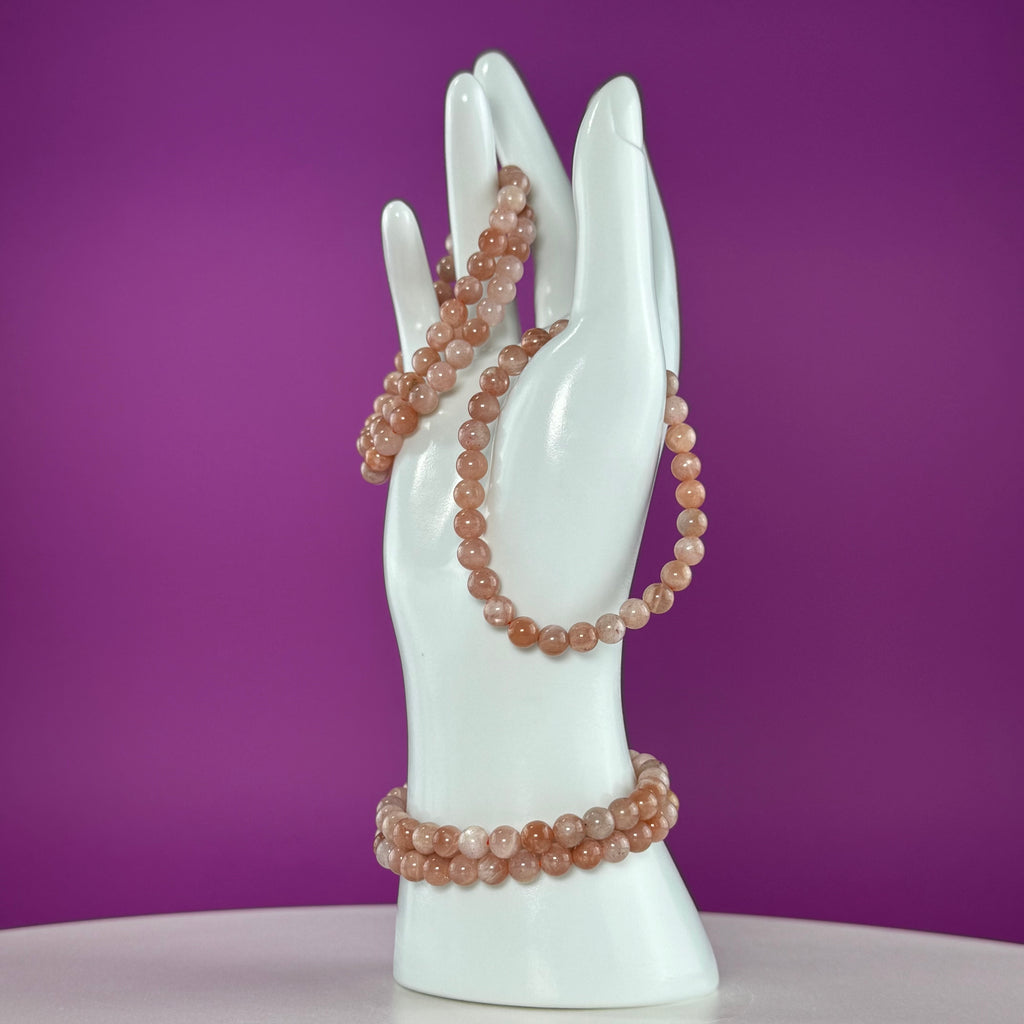 Natural Sunstone Bracelet – 6mm | Confidence, Joy & Energy Crystal Jewelry