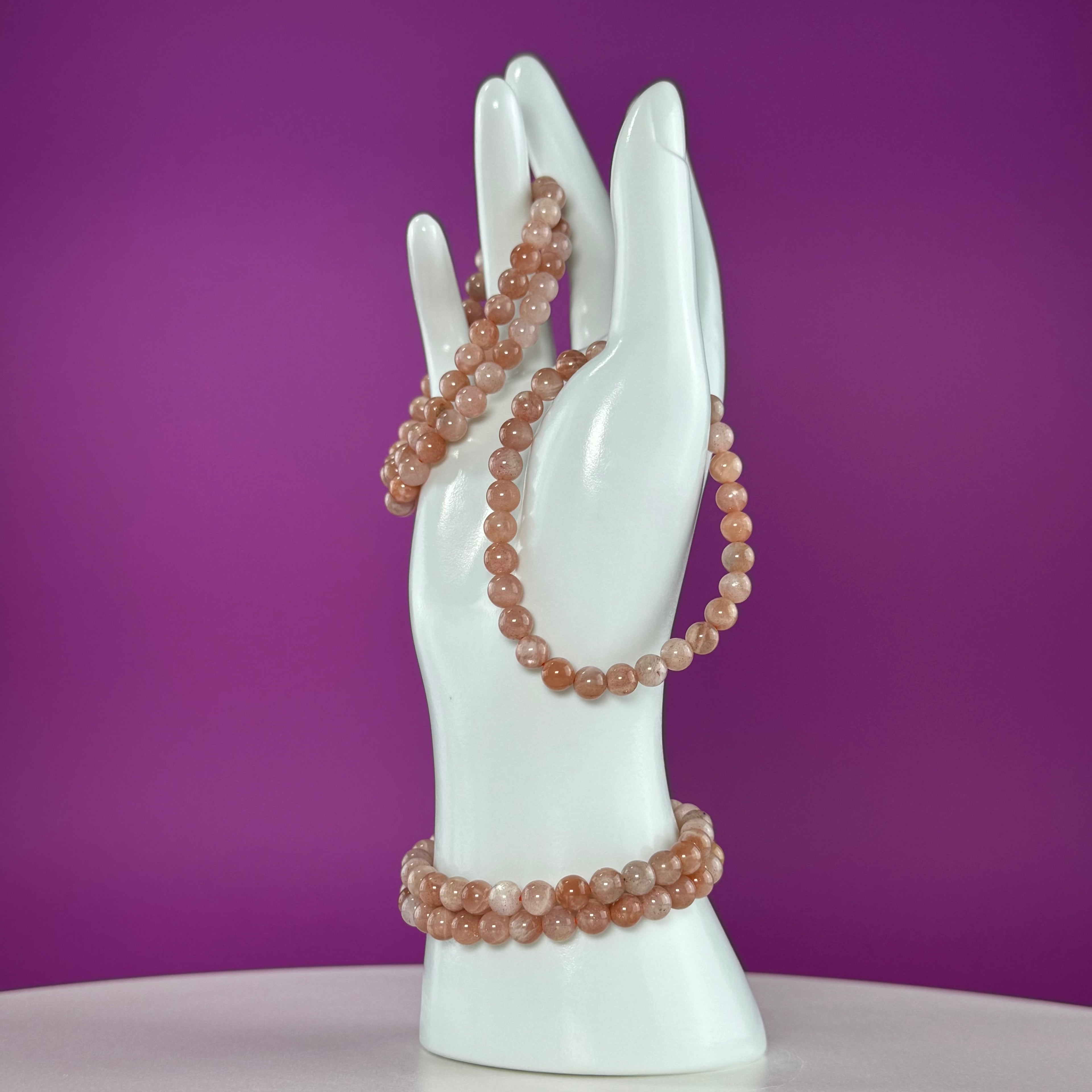 Natural Sunstone Bracelet – 6mm | Confidence, Joy & Energy Crystal Jewelry