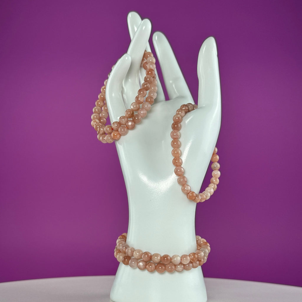 Natural Sunstone Bracelet – 6mm | Confidence, Joy & Energy Crystal Jewelry