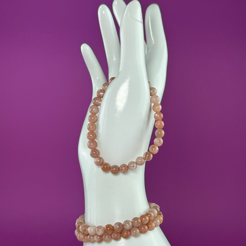 Natural Sunstone Bracelet – 6mm | Confidence, Joy & Energy Crystal Jewelry