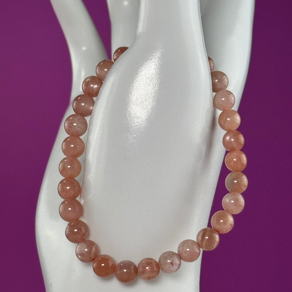 Natural Sunstone Bracelet – 6mm | Confidence, Joy & Energy Crystal Jewelry