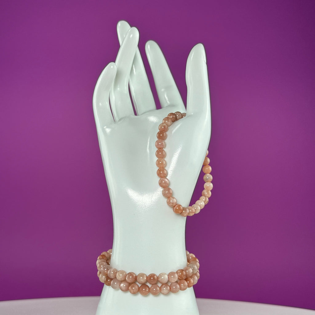 Natural Sunstone Bracelet – 6mm | Confidence, Joy & Energy Crystal Jewelry