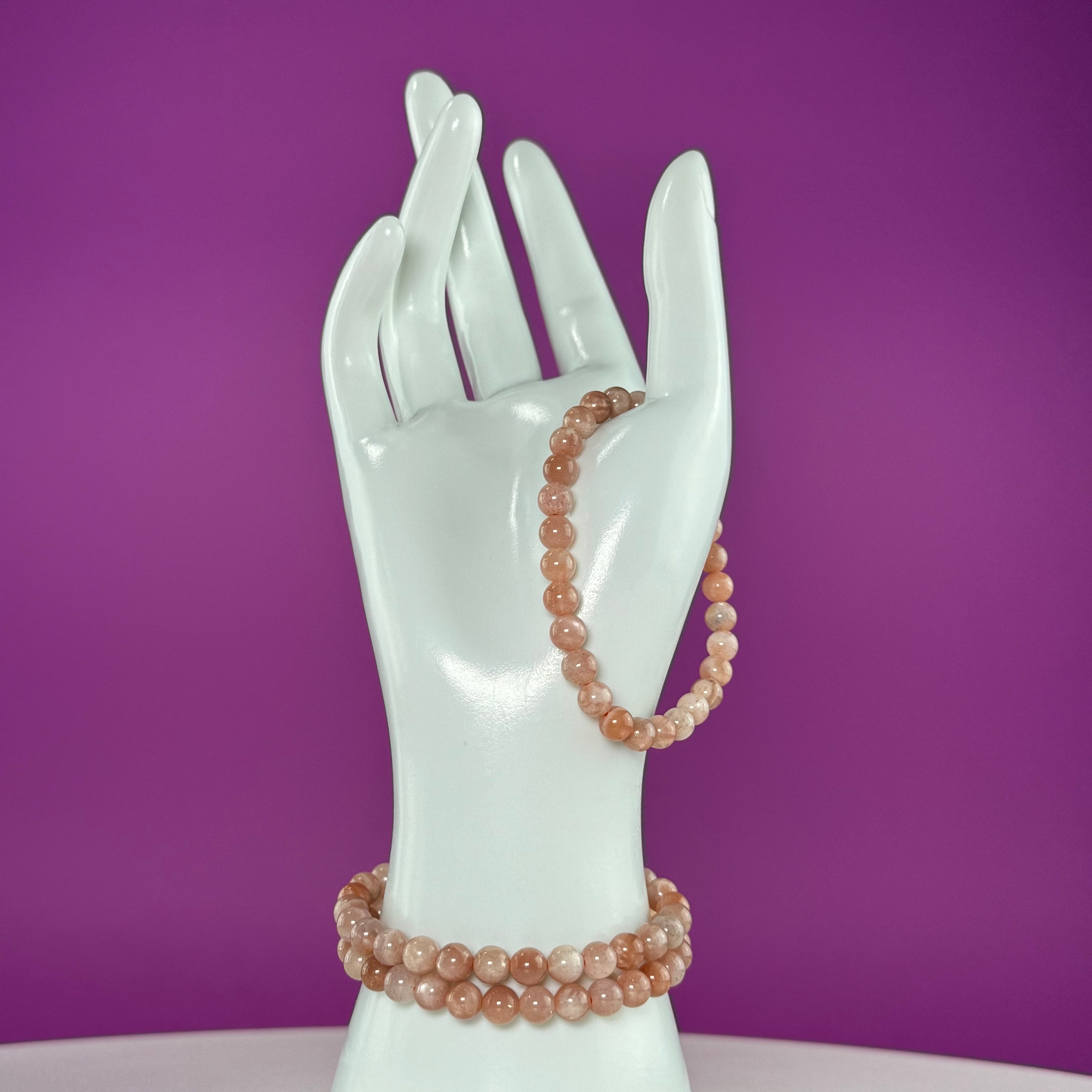 Natural Sunstone Bracelet – 6mm | Confidence, Joy & Energy Crystal Jewelry