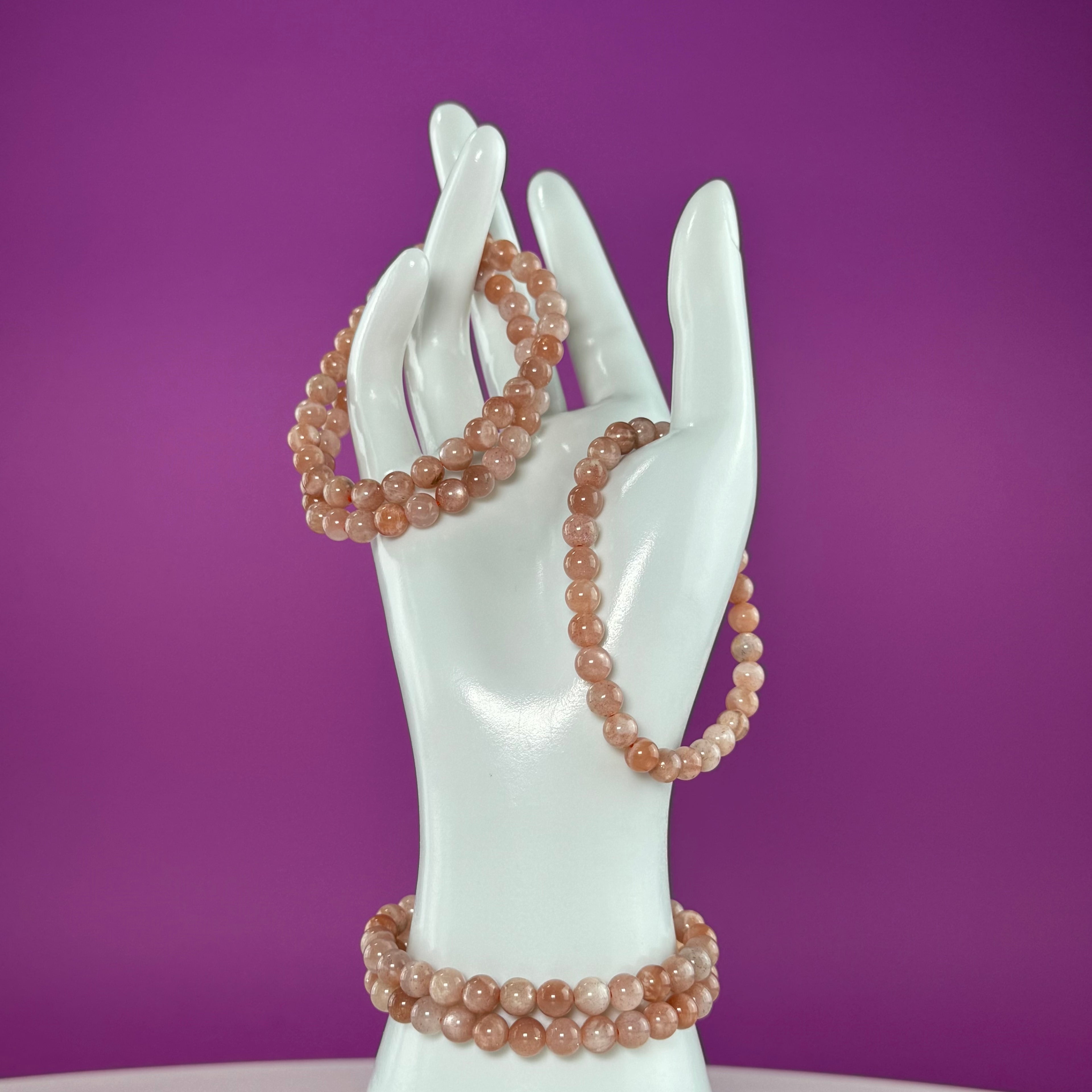 Natural Sunstone Bracelet – 6mm | Confidence, Joy & Energy Crystal Jewelry