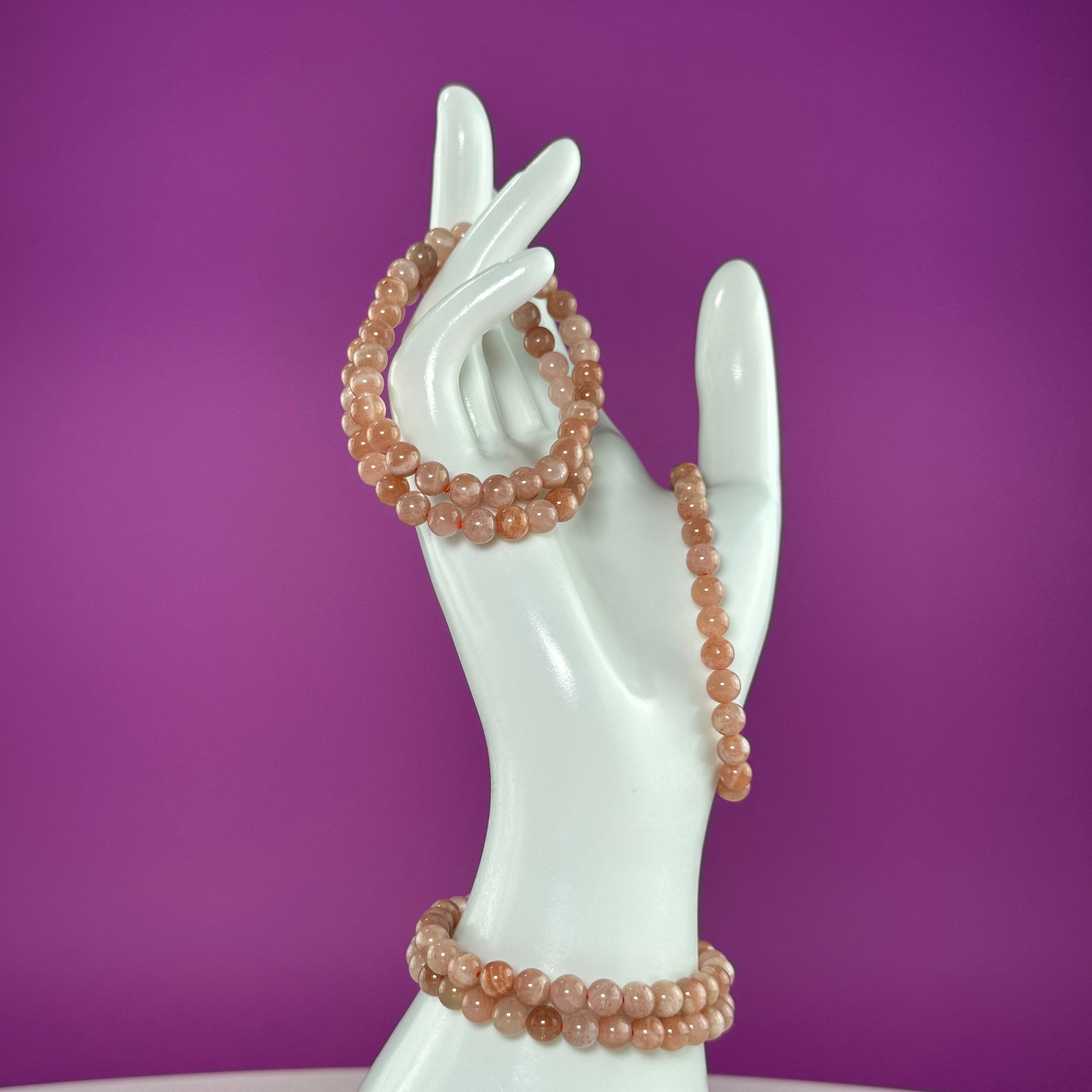 Natural Sunstone Bracelet – 6mm | Confidence, Joy & Energy Crystal Jewelry