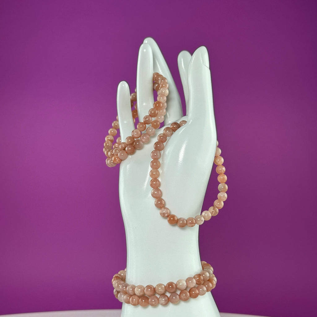 Natural Sunstone Bracelet – 6mm | Confidence, Joy & Energy Crystal Jewelry