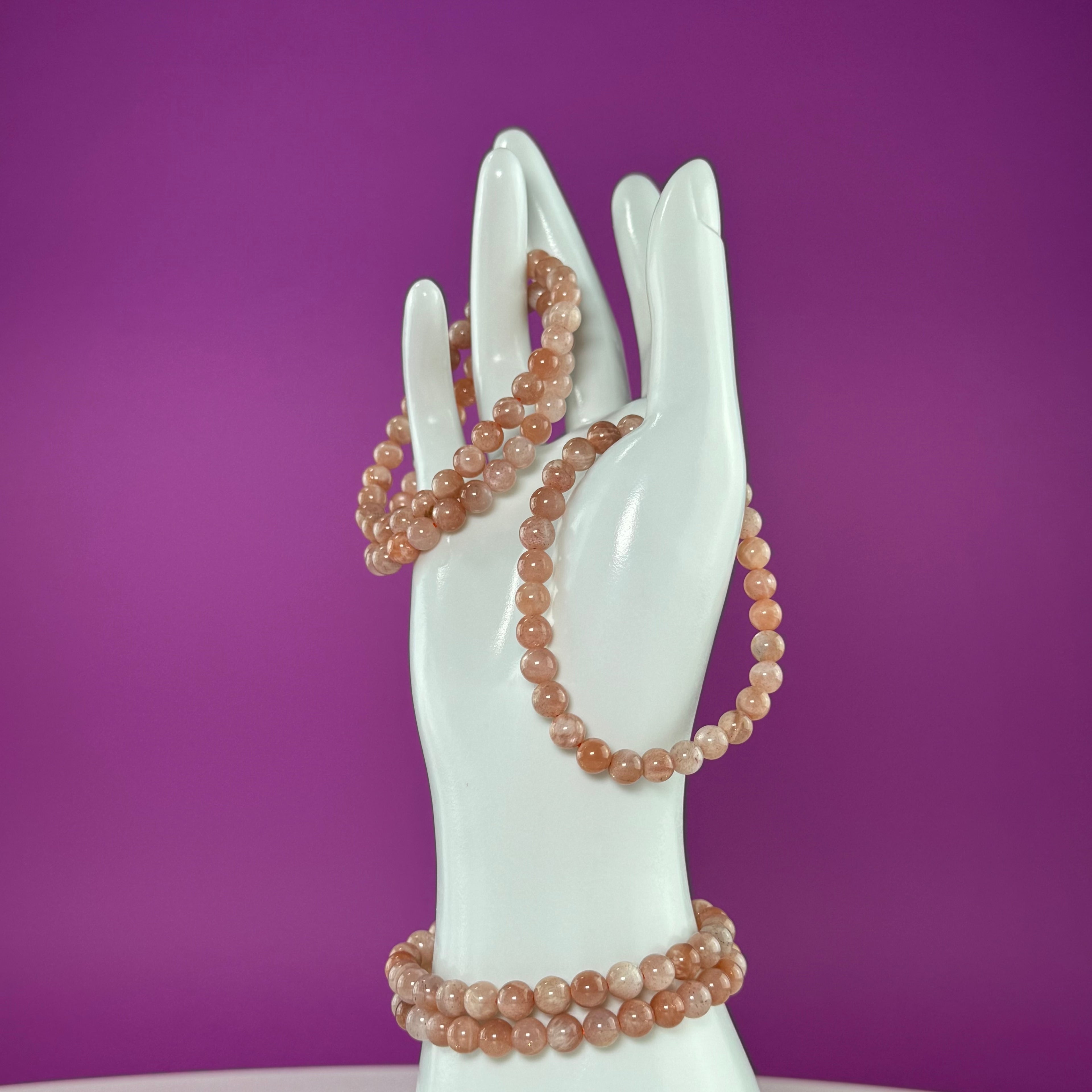 Natural Sunstone Bracelet – 6mm | Confidence, Joy & Energy Crystal Jewelry