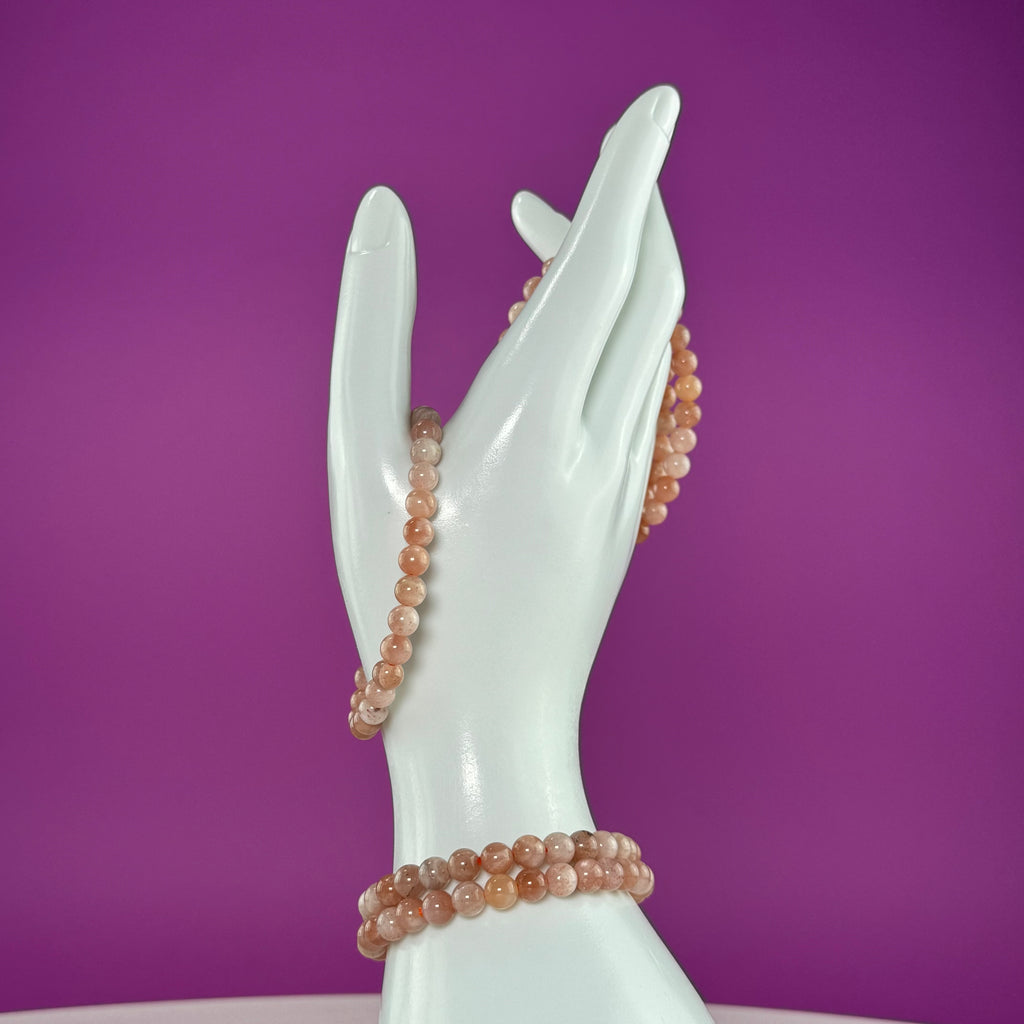 Natural Sunstone Bracelet – 6mm | Confidence, Joy & Energy Crystal Jewelry