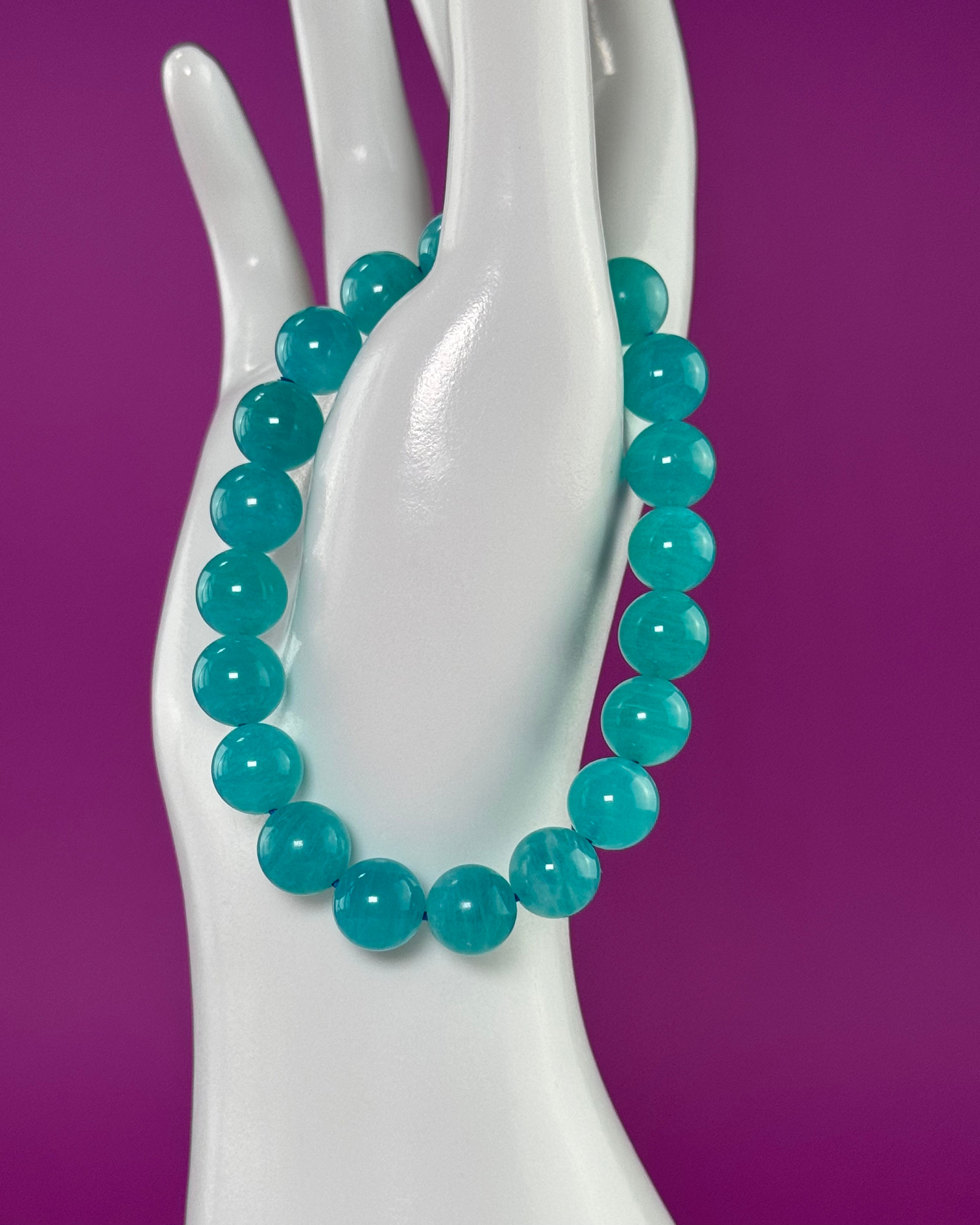 Amazonite Bracelet 10mm | Blue Green Crystal Jewelry | Calming & Communication Stone