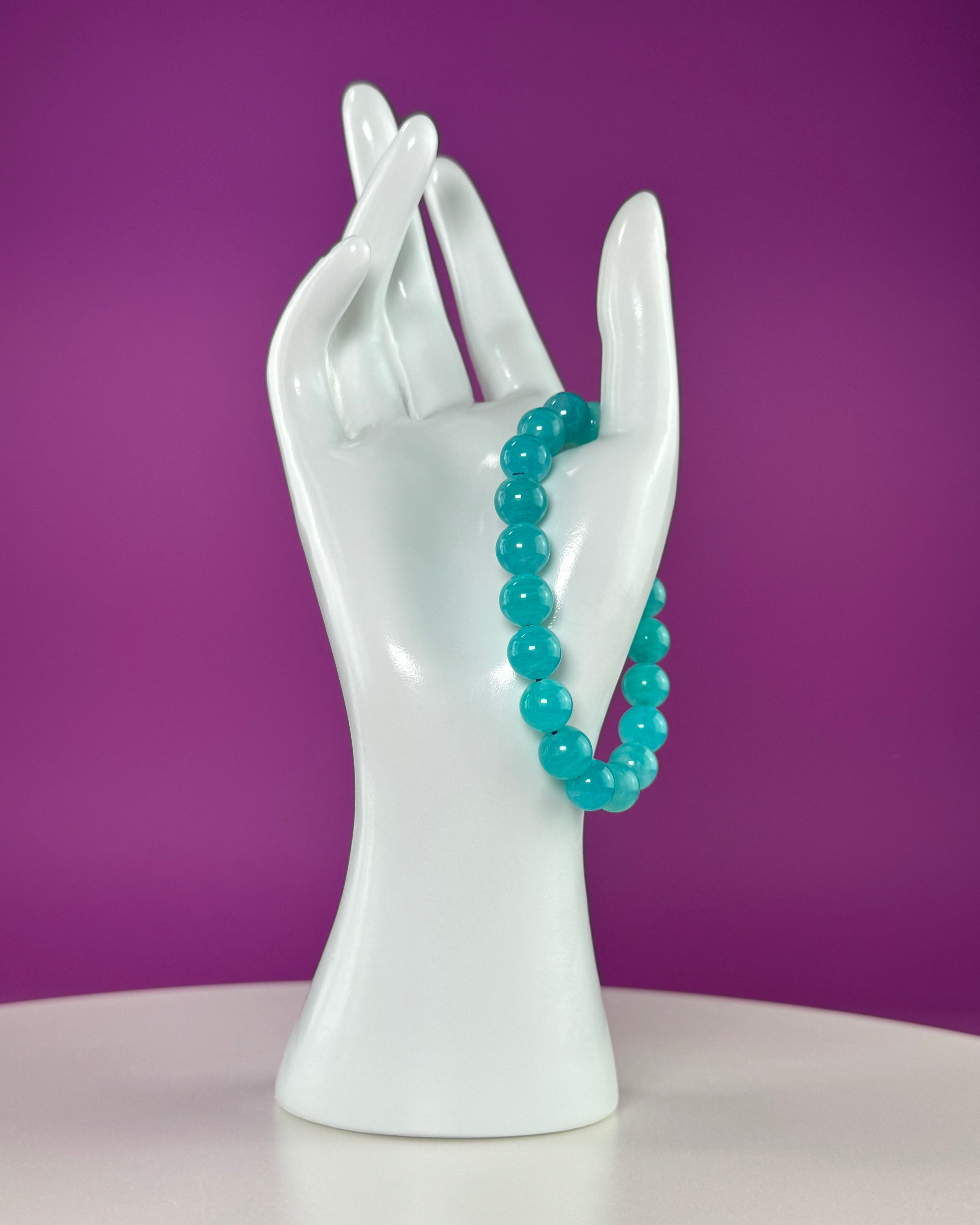 Amazonite Bracelet 10mm | Blue Green Crystal Jewelry | Calming & Communication Stone