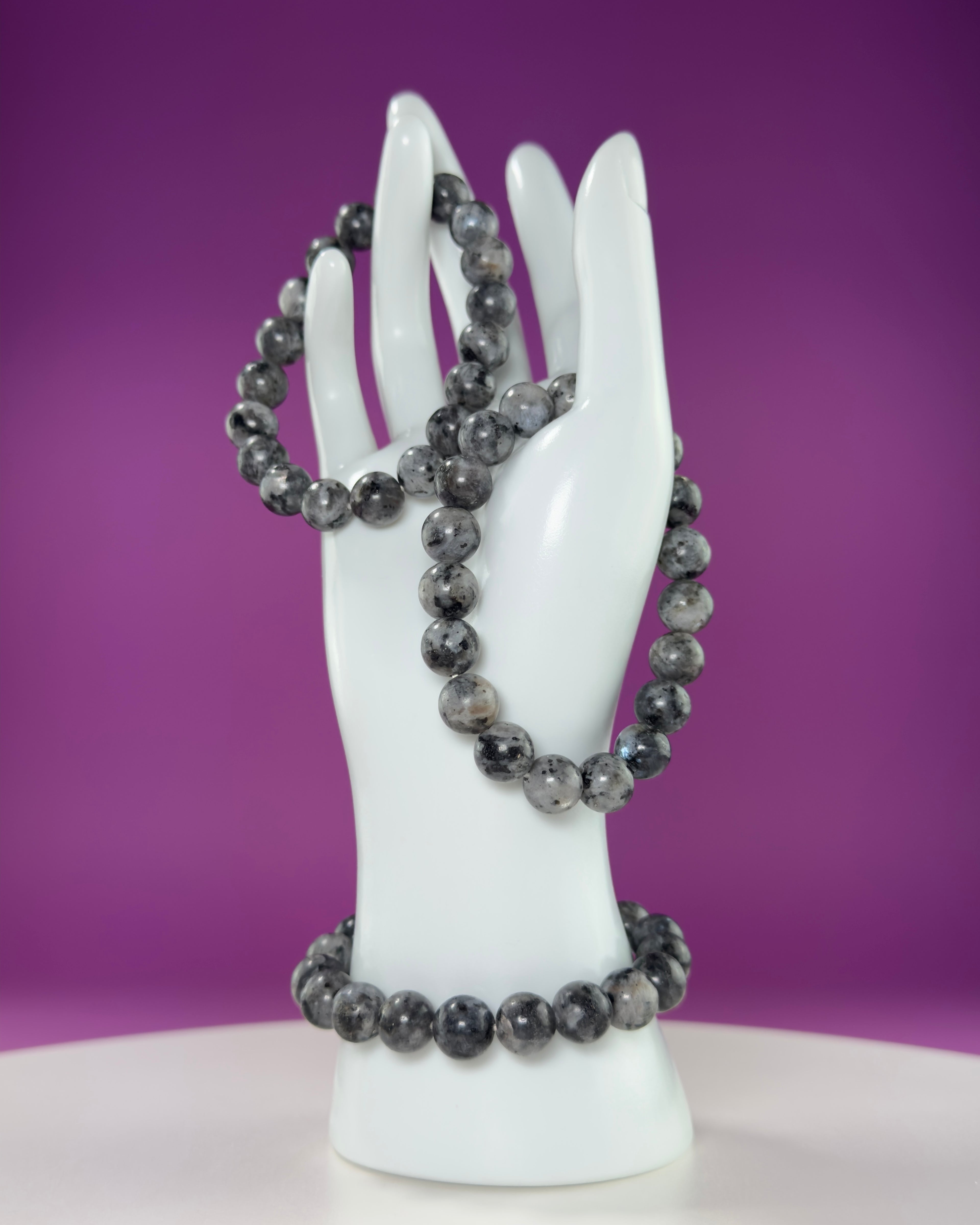 Larvikite Bracelet 10mm | Protective Grounding Crystal Bracelet | Flashy Norwegian Stone Jewelry