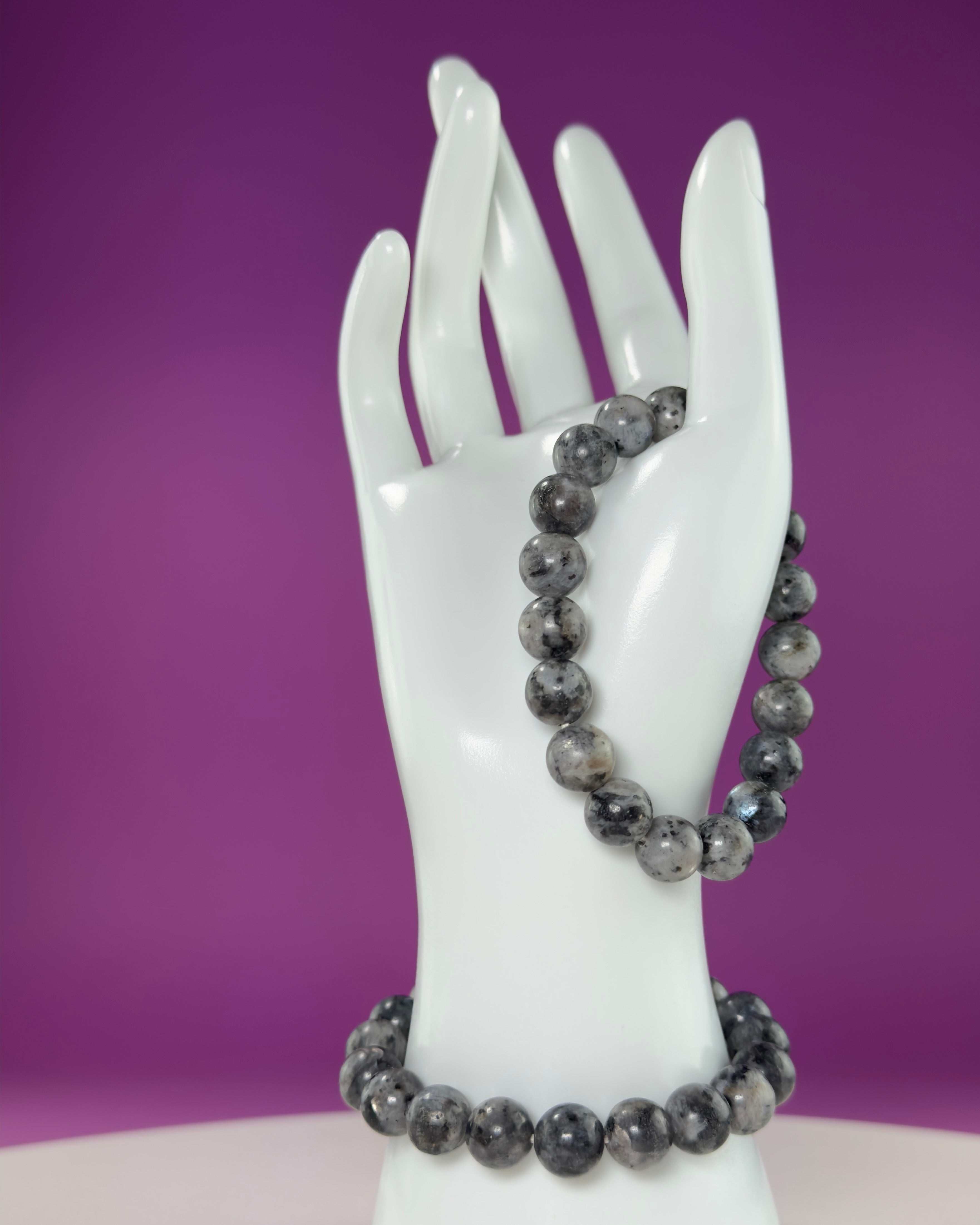 Larvikite Bracelet 10mm | Protective Grounding Crystal Bracelet | Flashy Norwegian Stone Jewelry