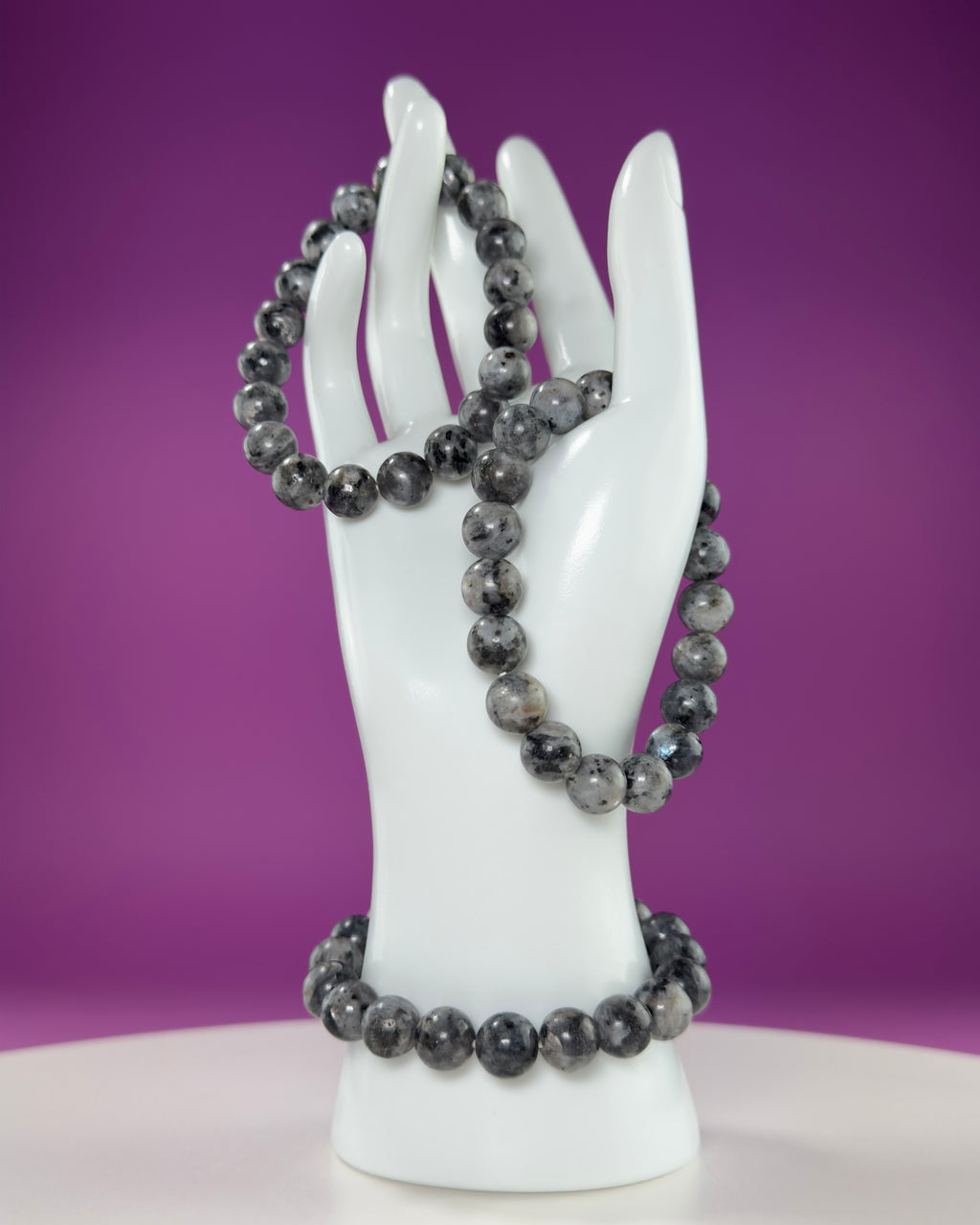 Larvikite Bracelet 10mm | Protective Grounding Crystal Bracelet | Flashy Norwegian Stone Jewelry
