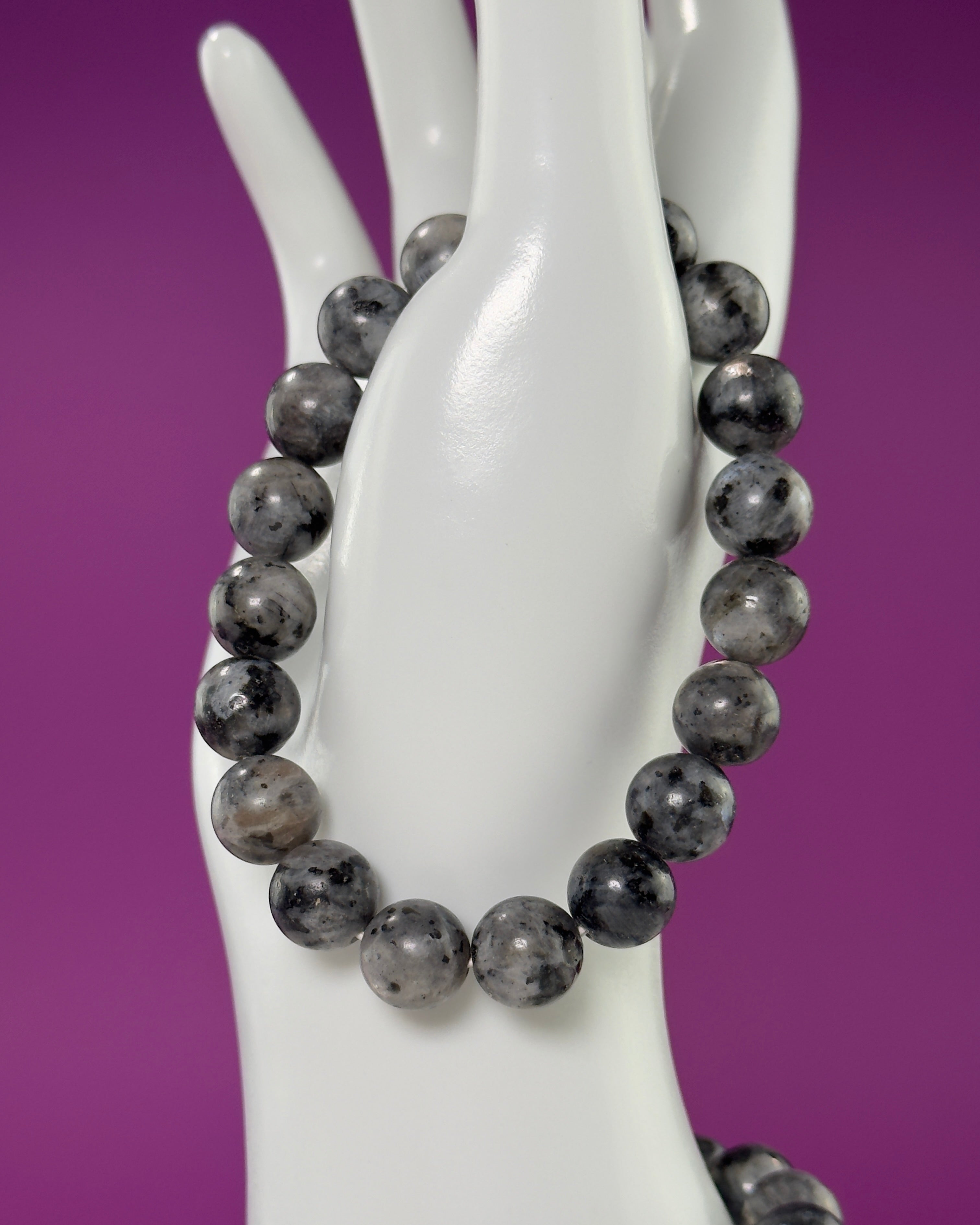Larvikite Bracelet 10mm | Protective Grounding Crystal Bracelet | Flashy Norwegian Stone Jewelry