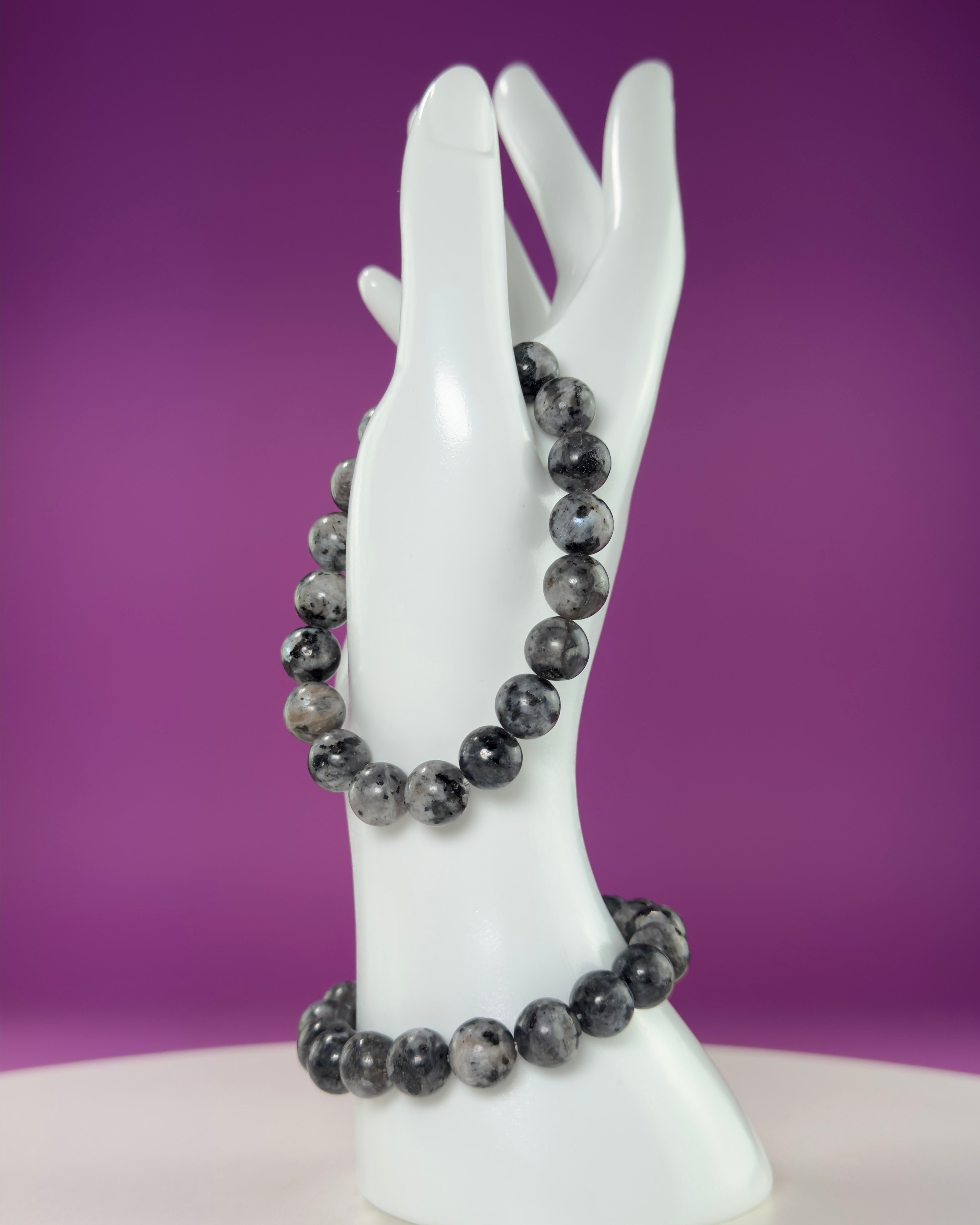 Larvikite Bracelet 10mm | Protective Grounding Crystal Bracelet | Flashy Norwegian Stone Jewelry