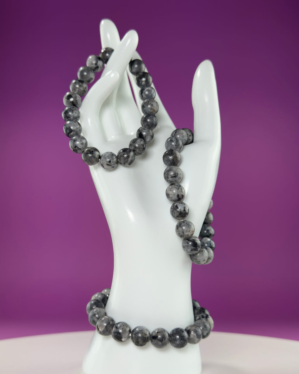 Larvikite Bracelet 10mm | Protective Grounding Crystal Bracelet | Flashy Norwegian Stone Jewelry