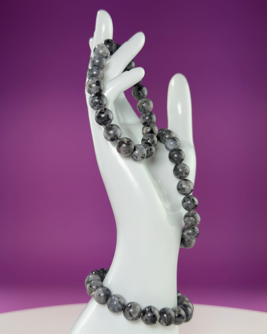 Larvikite Bracelet 10mm | Protective Grounding Crystal Bracelet | Flashy Norwegian Stone Jewelry