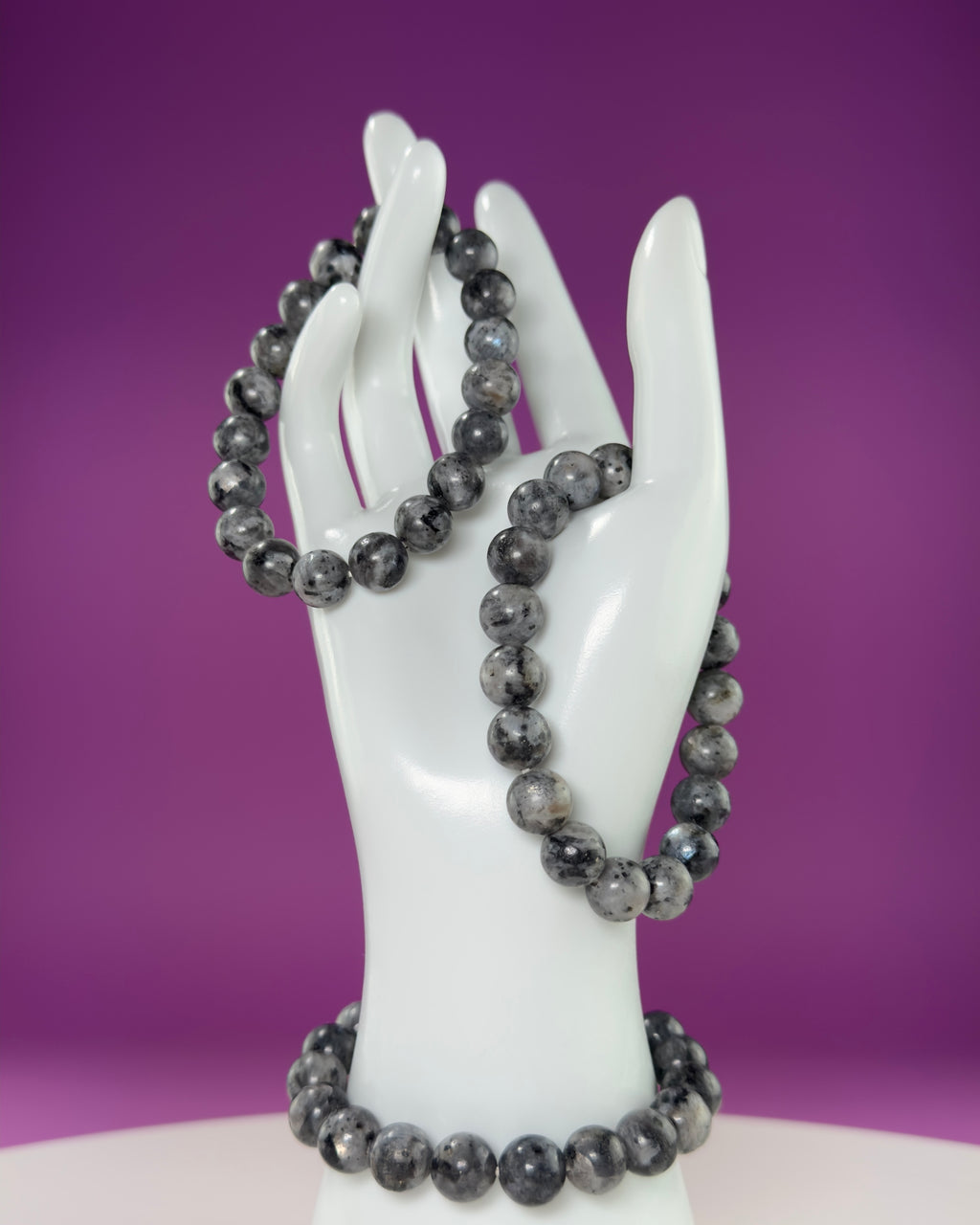 Larvikite Bracelet 10mm | Protective Grounding Crystal Bracelet | Flashy Norwegian Stone Jewelry