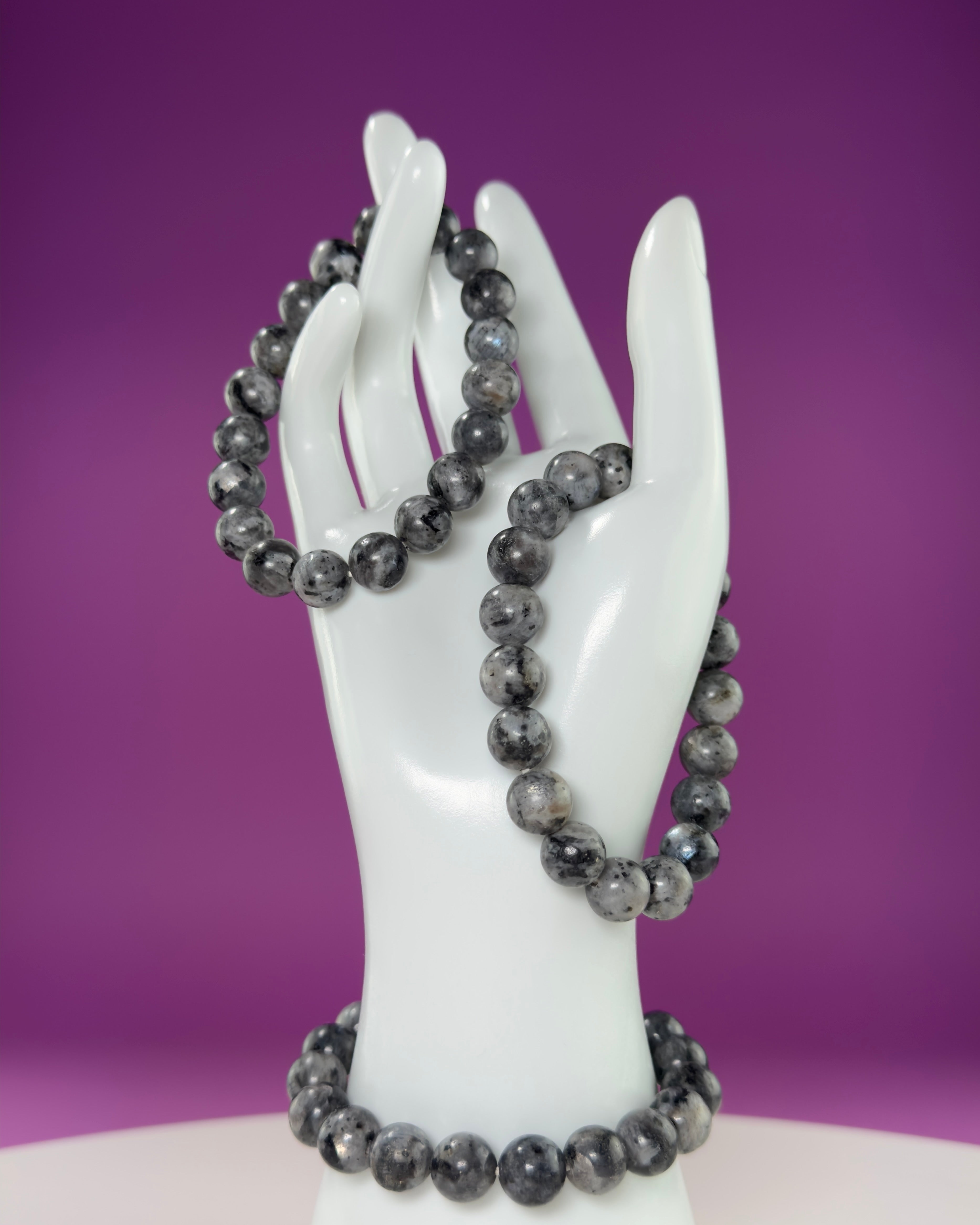 Larvikite Bracelet 10mm | Protective Grounding Crystal Bracelet | Flashy Norwegian Stone Jewelry