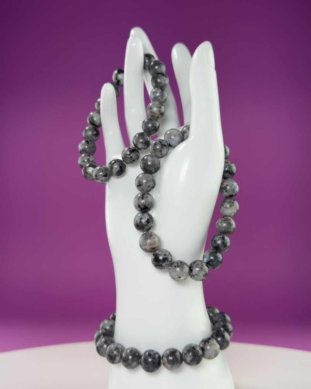 Larvikite Bracelet 10mm | Protective Grounding Crystal Bracelet | Flashy Norwegian Stone Jewelry