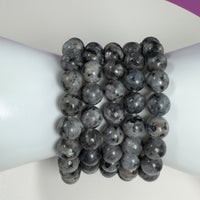 Larvikite Bracelet 10mm | Protective Grounding Crystal Bracelet | Flashy Norwegian Stone Jewelry